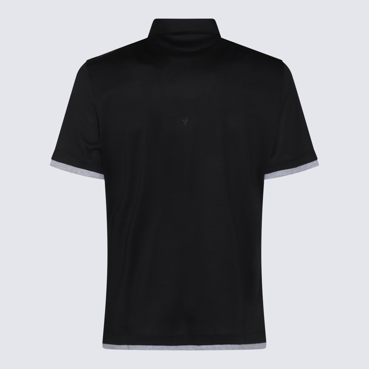 Shop Brunello Cucinelli Black Silk Polo Shirt