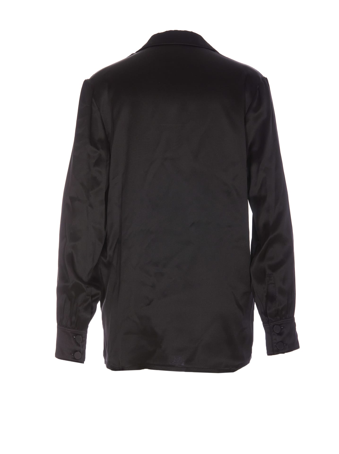 Shop Saint Laurent Silk Satin Crepe Shirt Style Pijama Shirt In Black