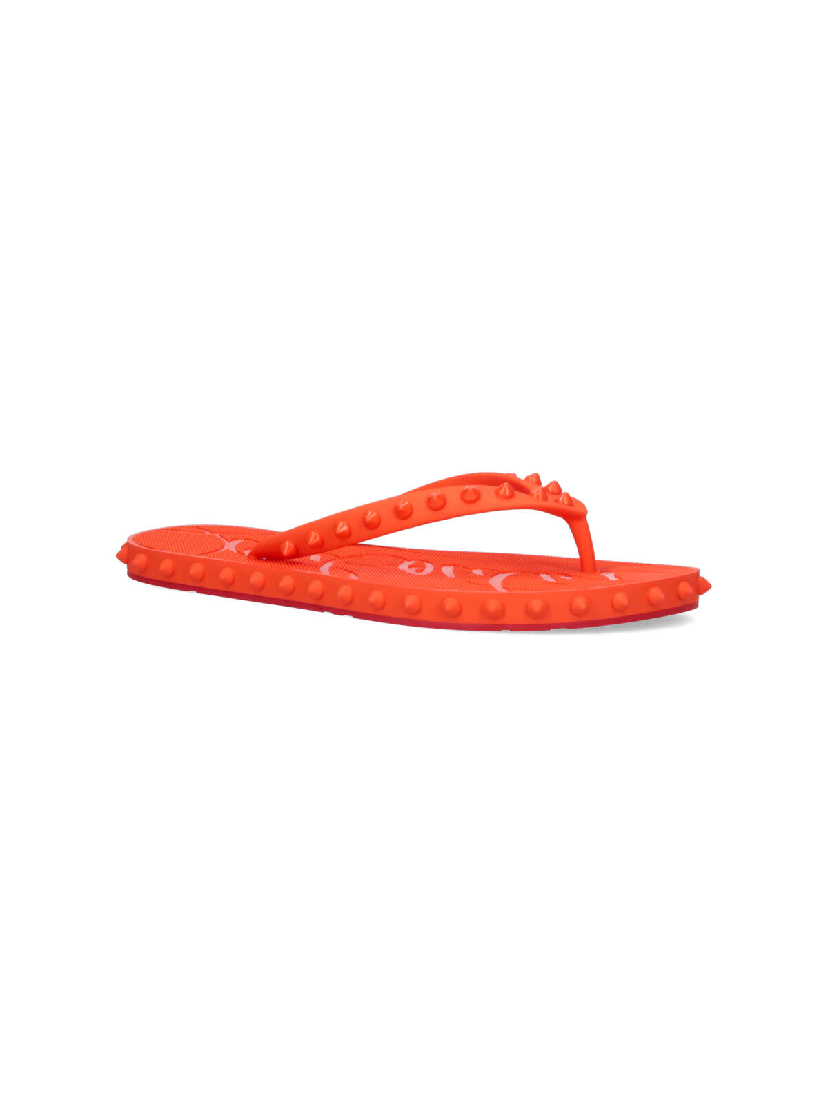 Christian Louboutin Loubi Donna Spike Red Sole Flip Flops In Orange