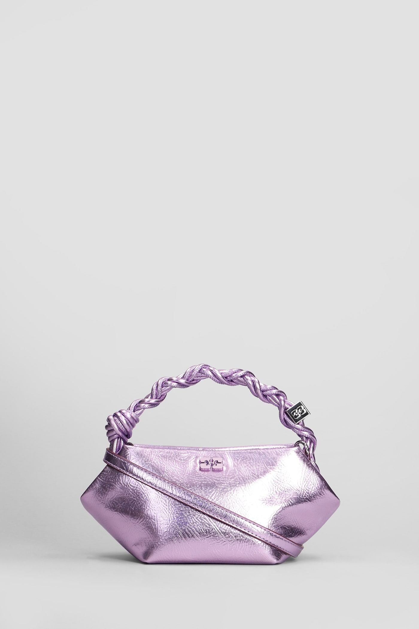 Shop Ganni Bou Bag Mini Metal Shoulder Bag In Rose-pink Leather