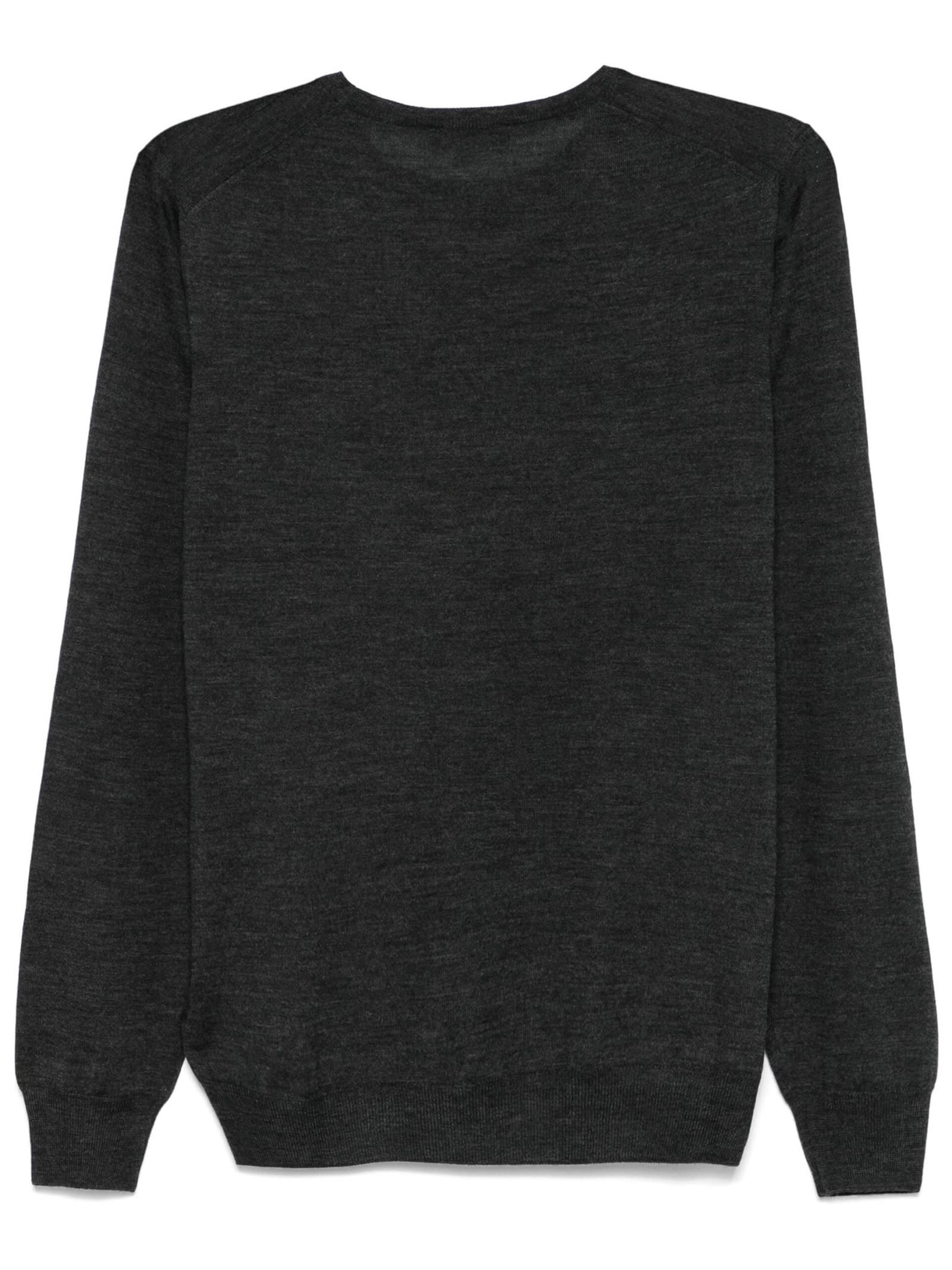 Shop Fay Dark Grey Virgin Wool-silk Blend Sweater