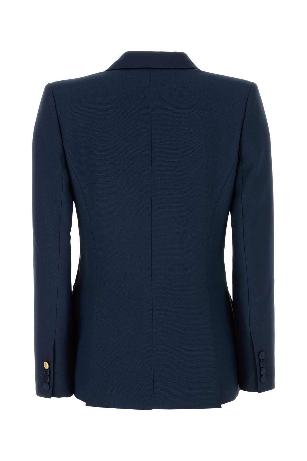 Shop Hebe Studio Blue Cady Georgia Blazer In Navy