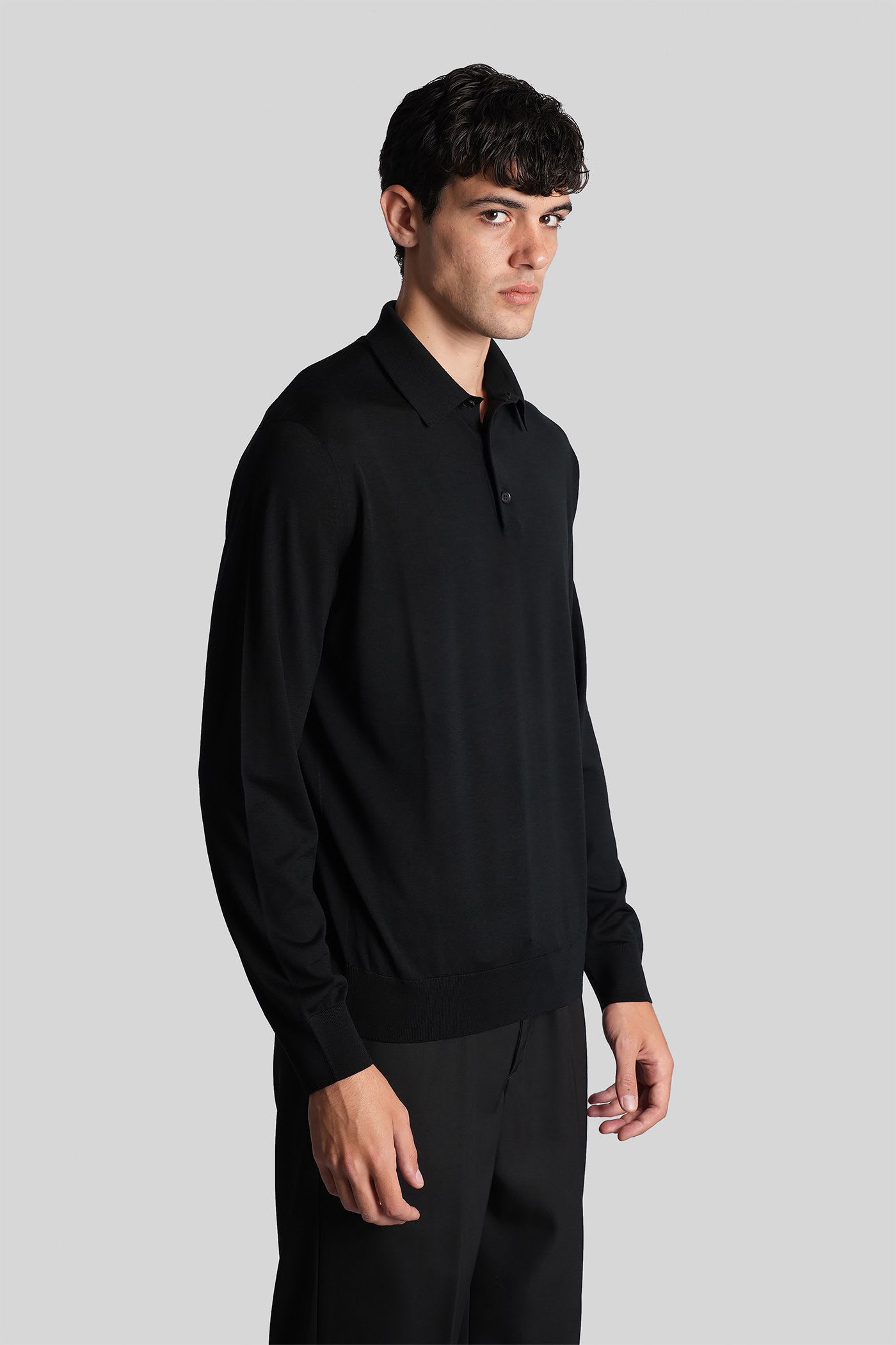 Zegna Polo In Black Wool In Black