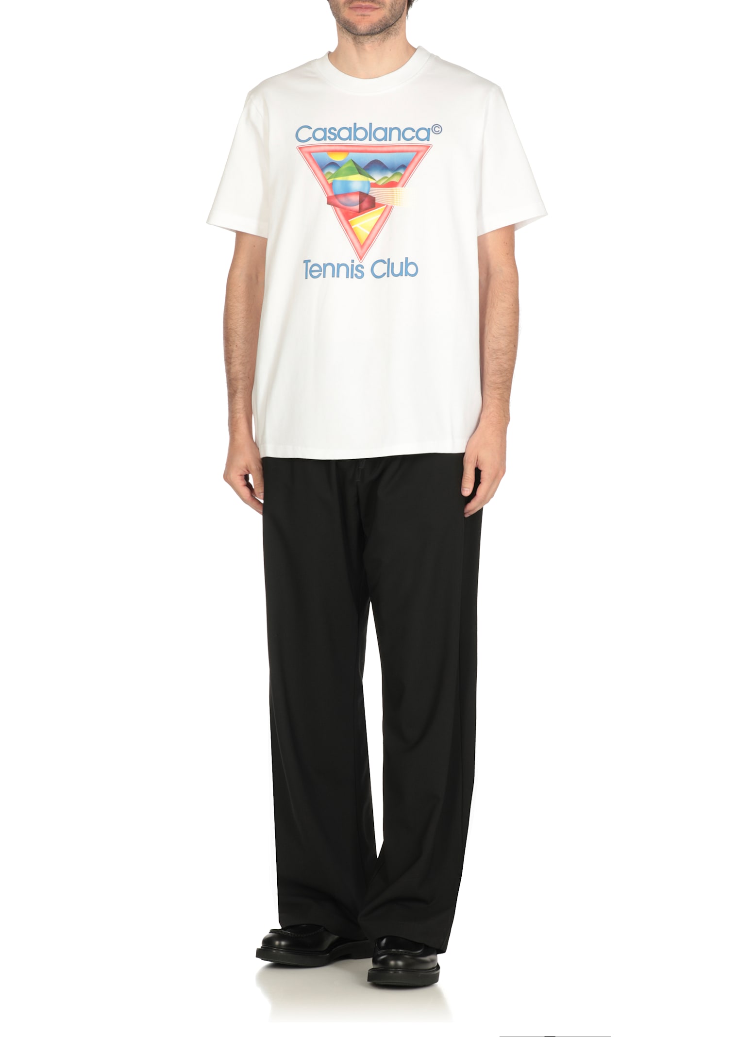 Casablanca White Crewneck T-shirt With Logo On The Front In Cotton Man In White