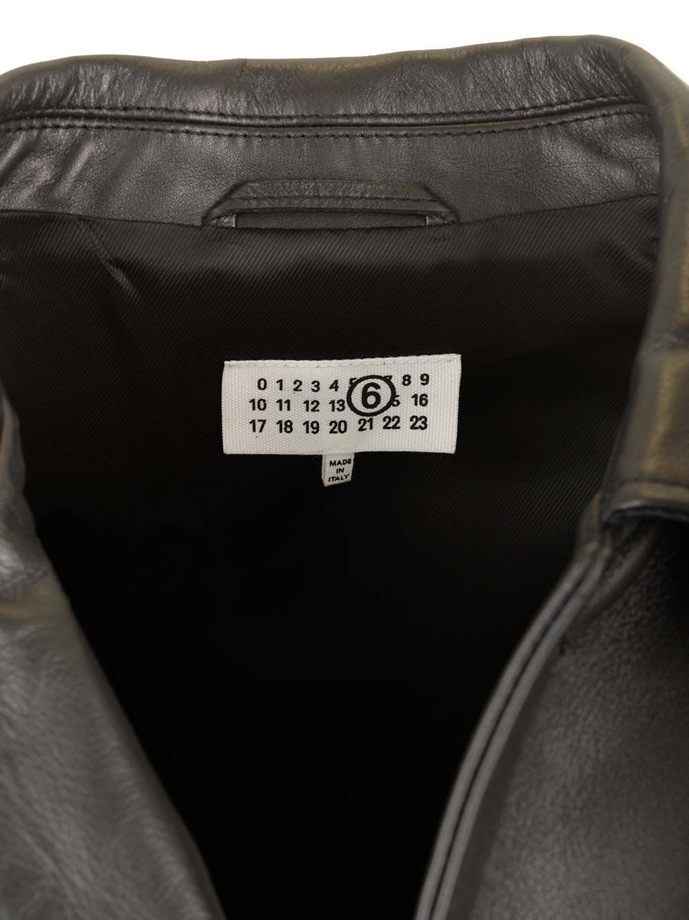 Mm6 Maison Margiela Leather Jacket Jackets Black In Black