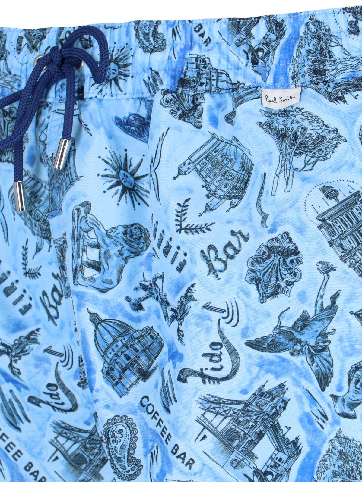 Paul Smith Blue 'souvenir' Print Swim Shorts