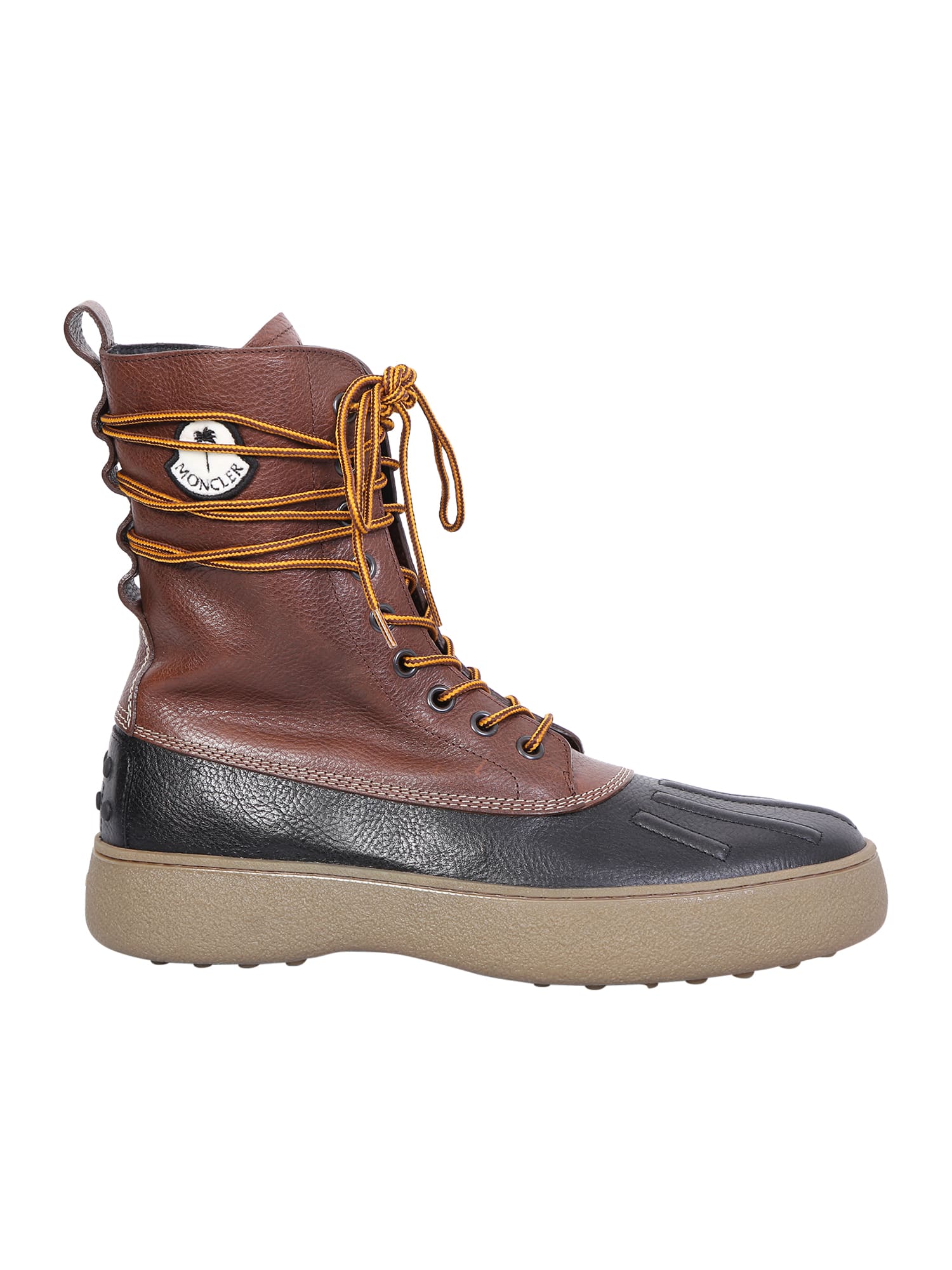 Shop Moncler Genius Winter Gommino Leather Boots In Brown