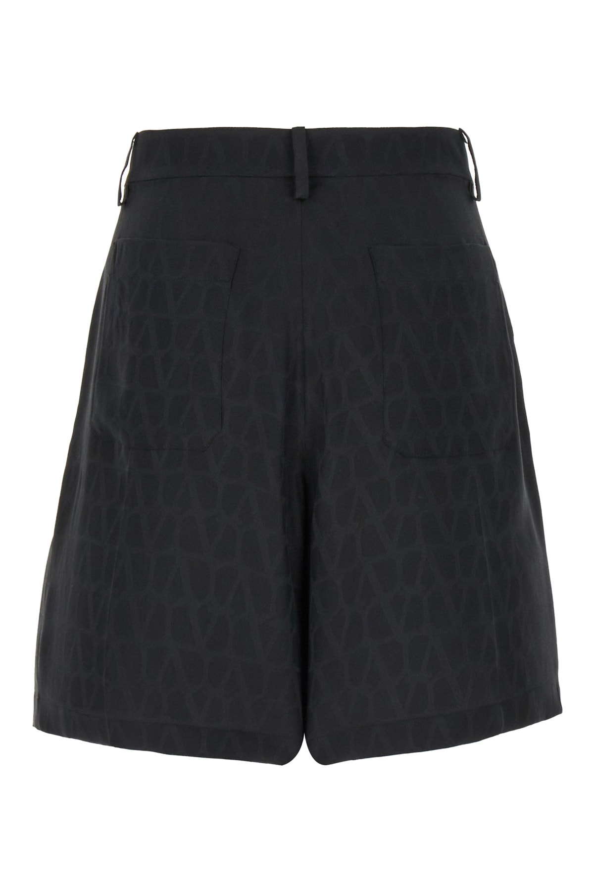 Shop Valentino Black Silk Shorts In Mxm