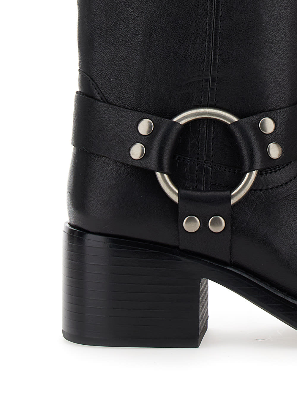 Shop Jeffrey Campbell Reflection Black Boots With Ring Detail In Leather Woman