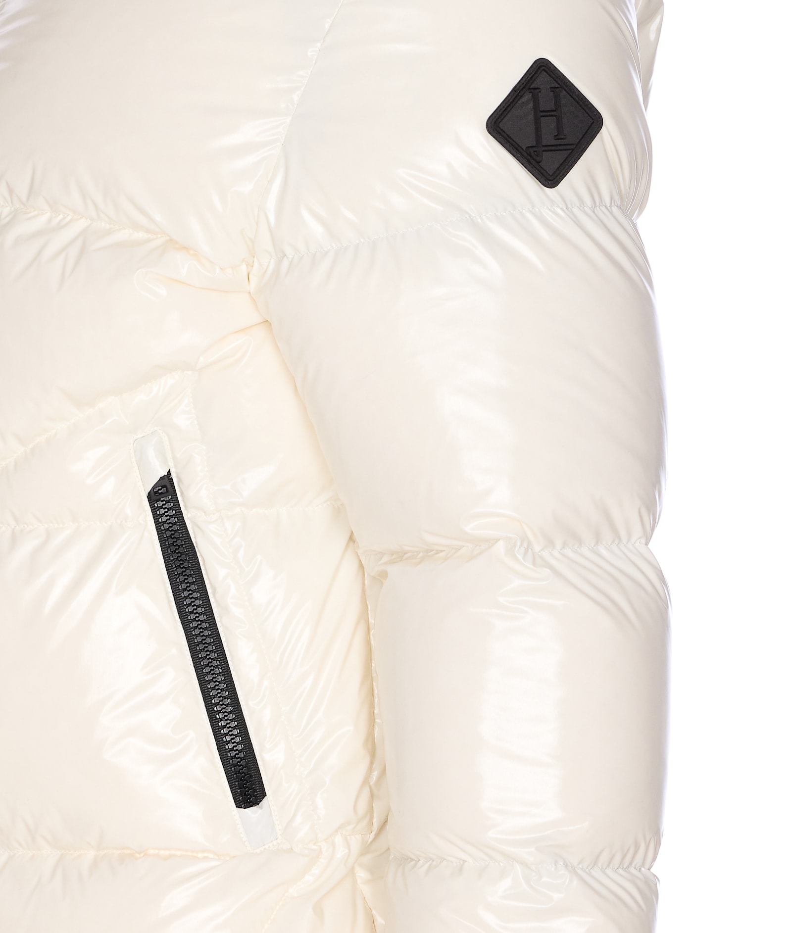 Herno Shiny Padded Down Jacket With Hood And Elasticated Cuffs In White