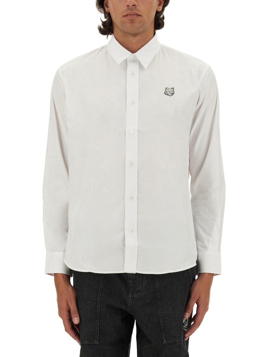 Shop Maison Kitsuné Fox Patch Shirt In White