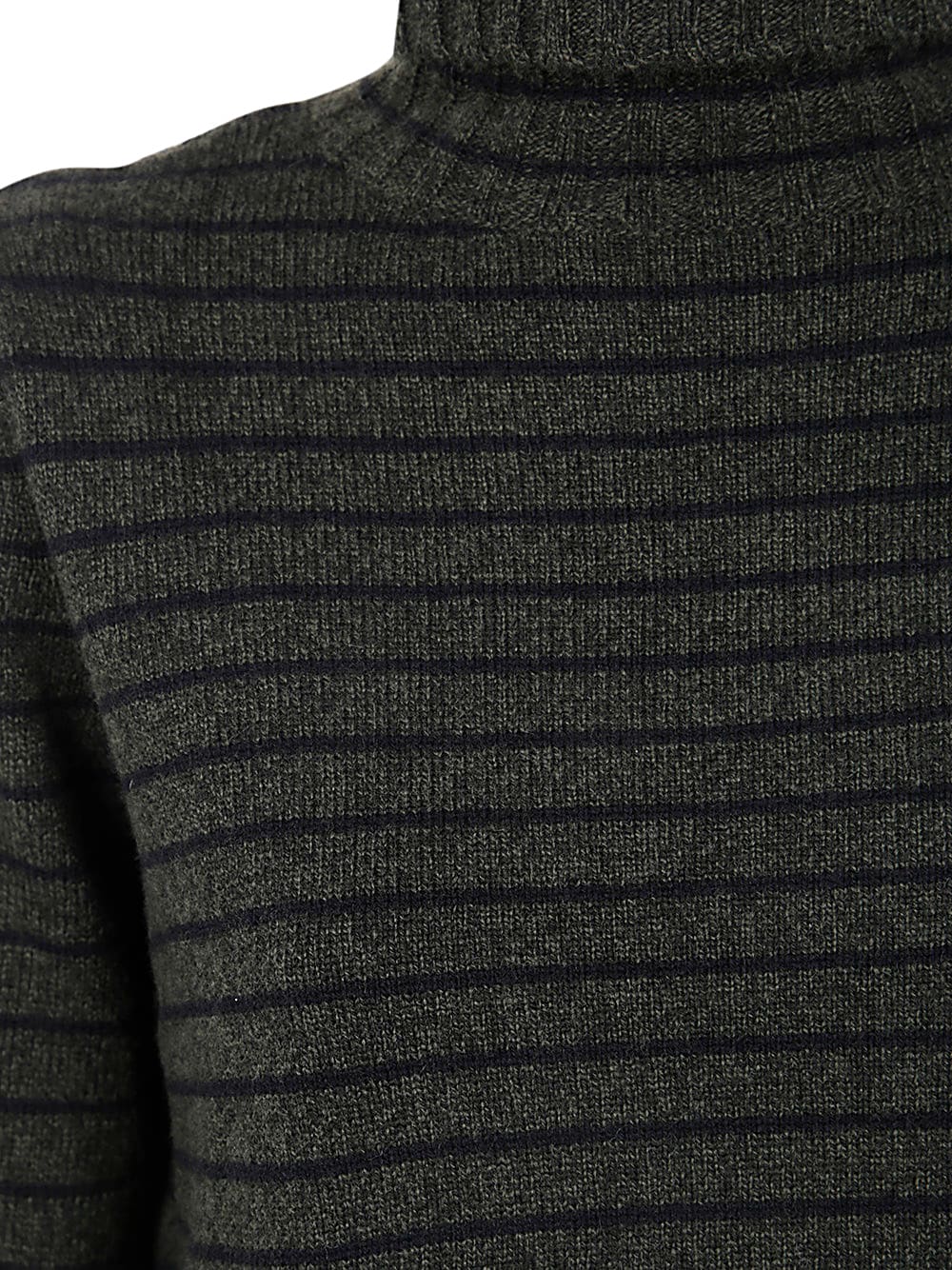 Shop Aspesi Turtle Neck Sweater In Dark Green Stripes