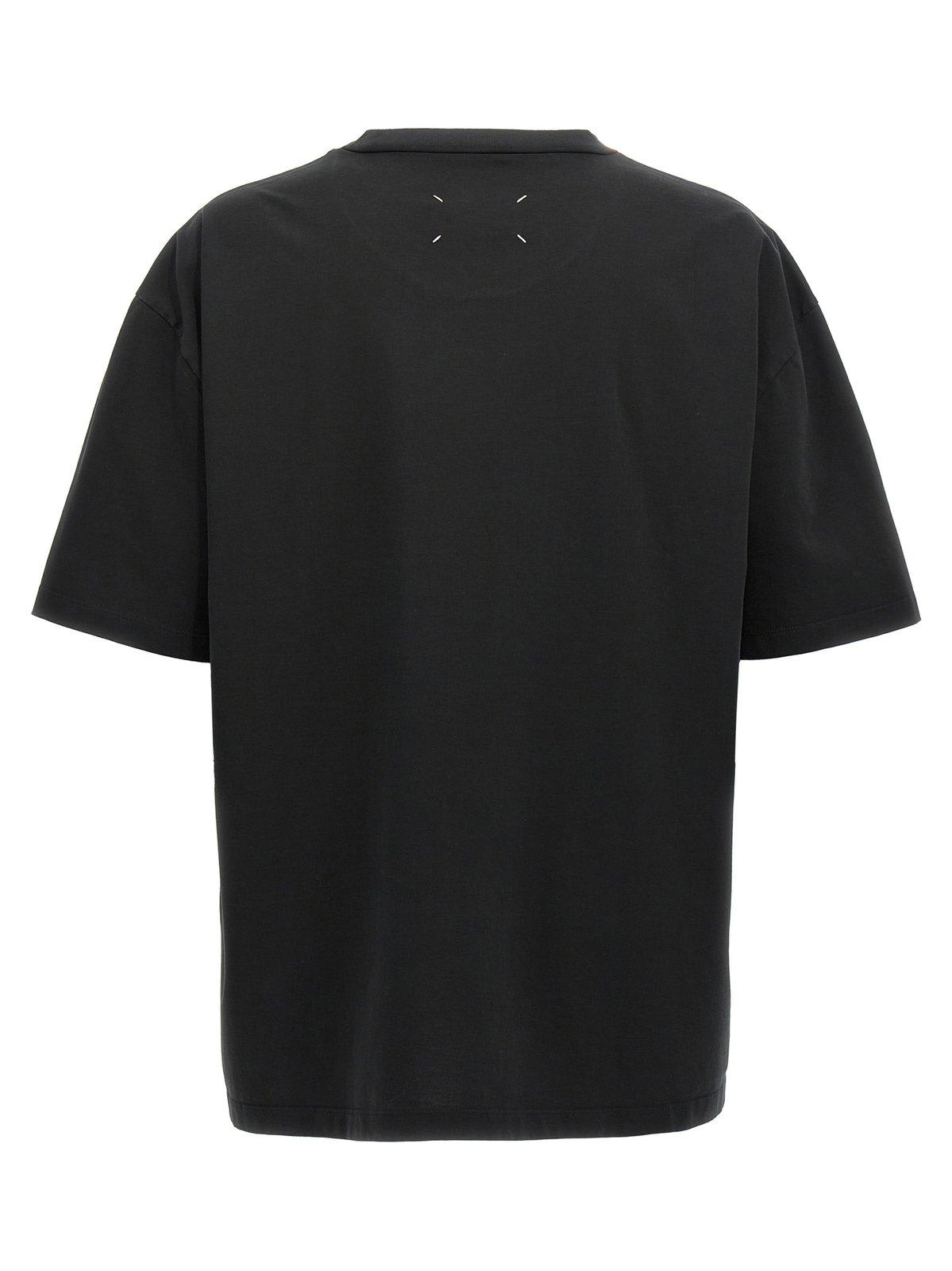 Shop Maison Margiela Logo Embroidered T-shirt In Black