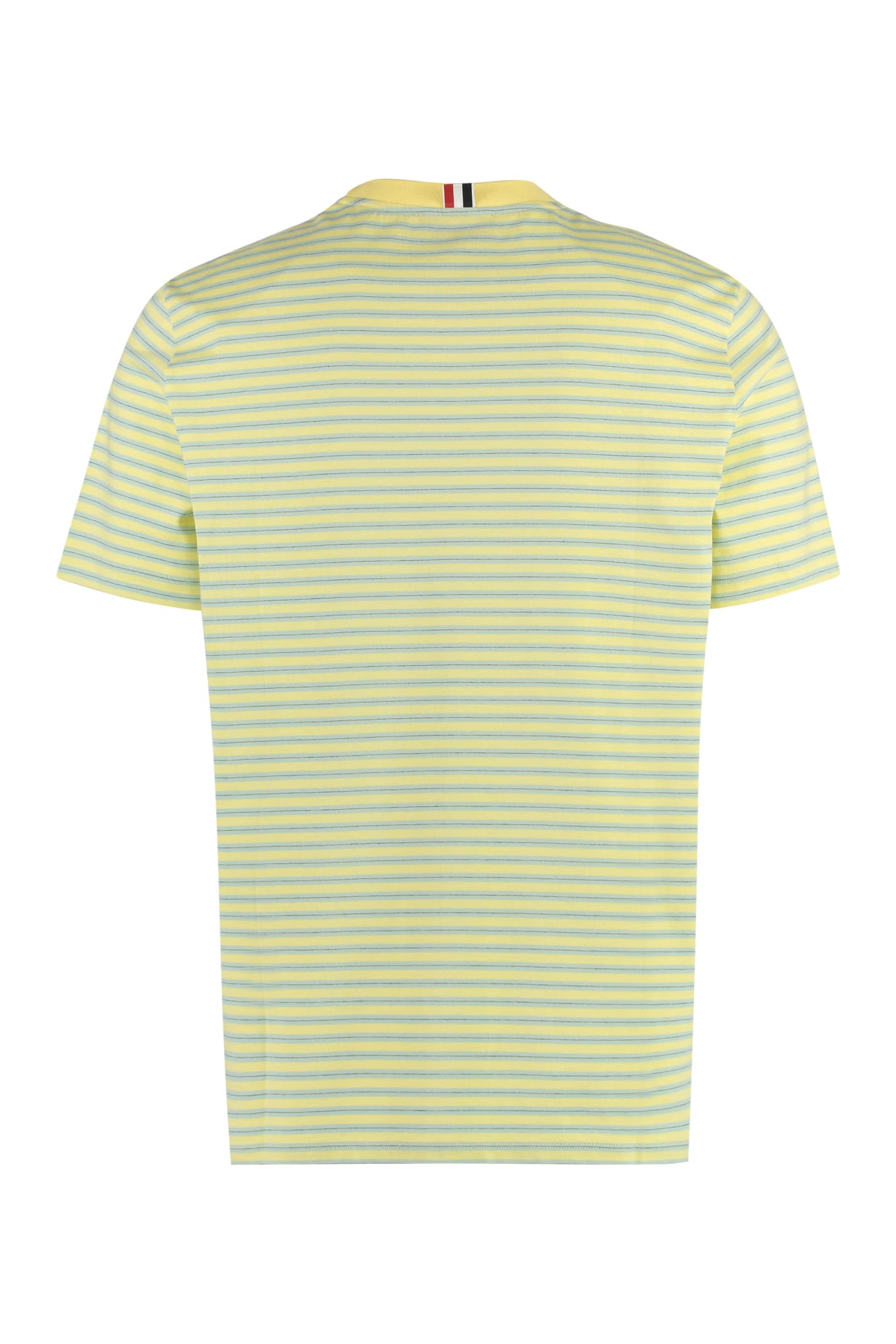 Shop Thom Browne Striped Cotton T-shirt In Yellow