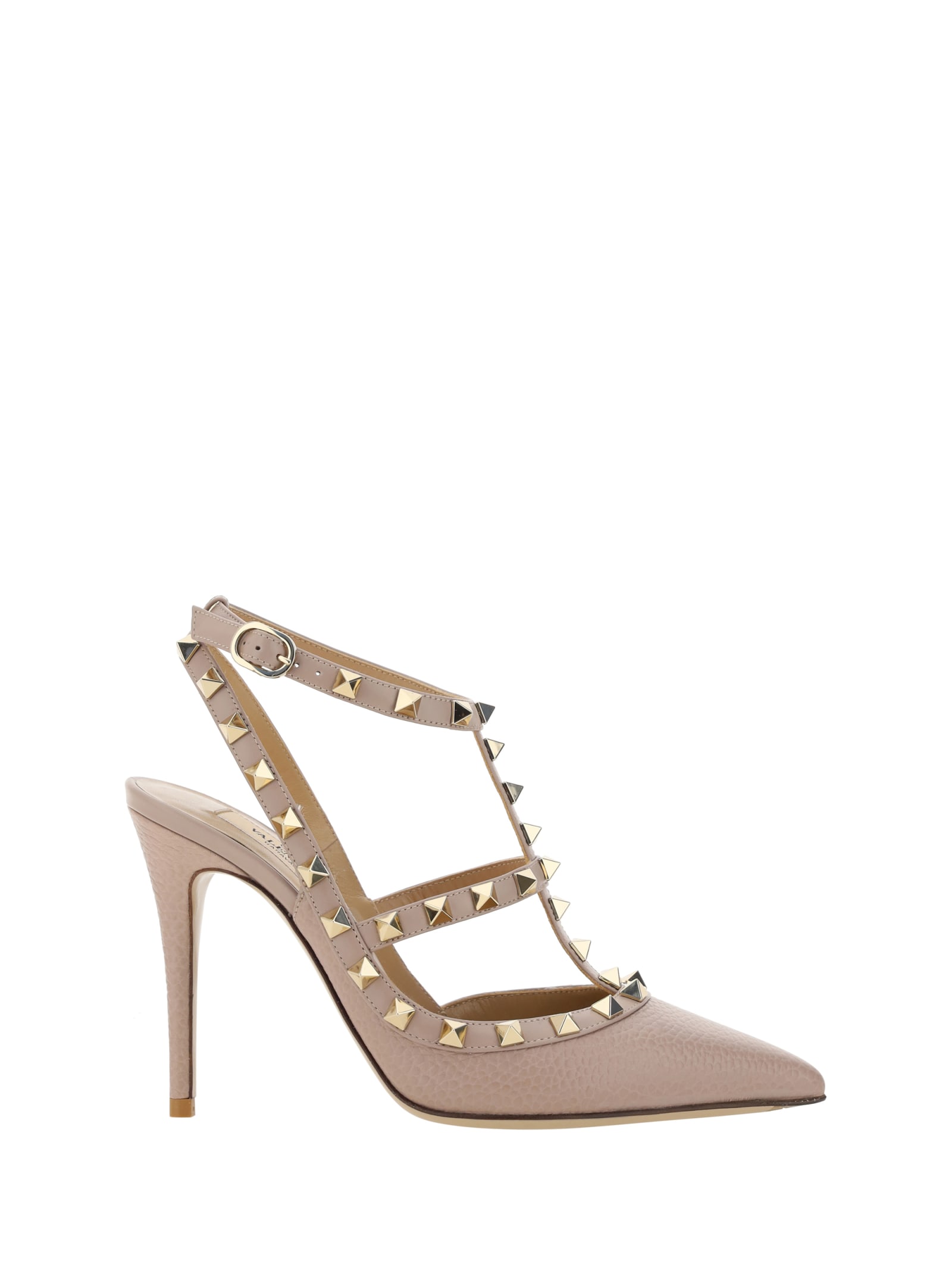 Shop Valentino Ankle Strap Rockstud T. 100 Vitell In Poudre