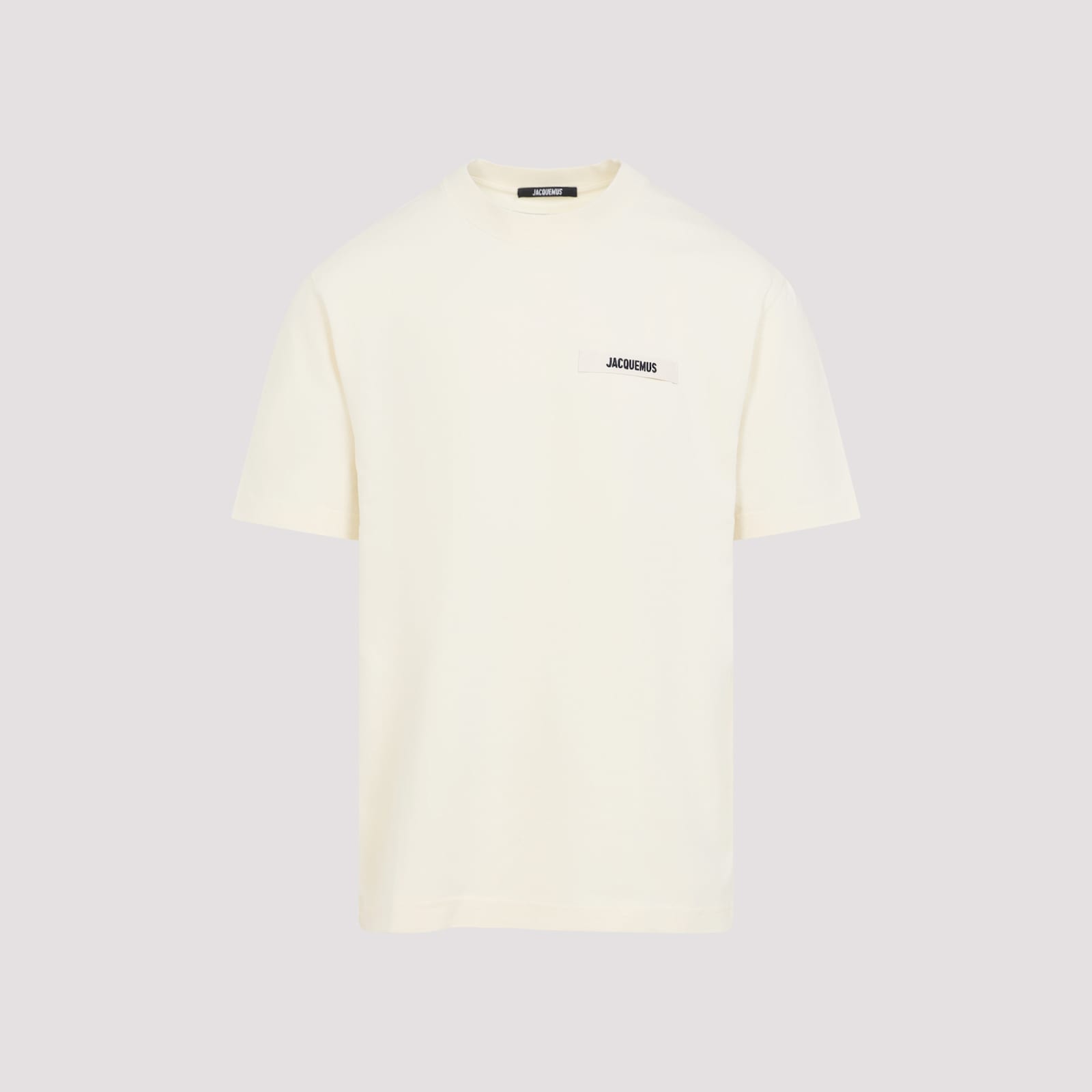 Jacquemus Le T-shirt Gros Grain Beige T-shirt With Logo Patch On The Front In Cotton Man In White
