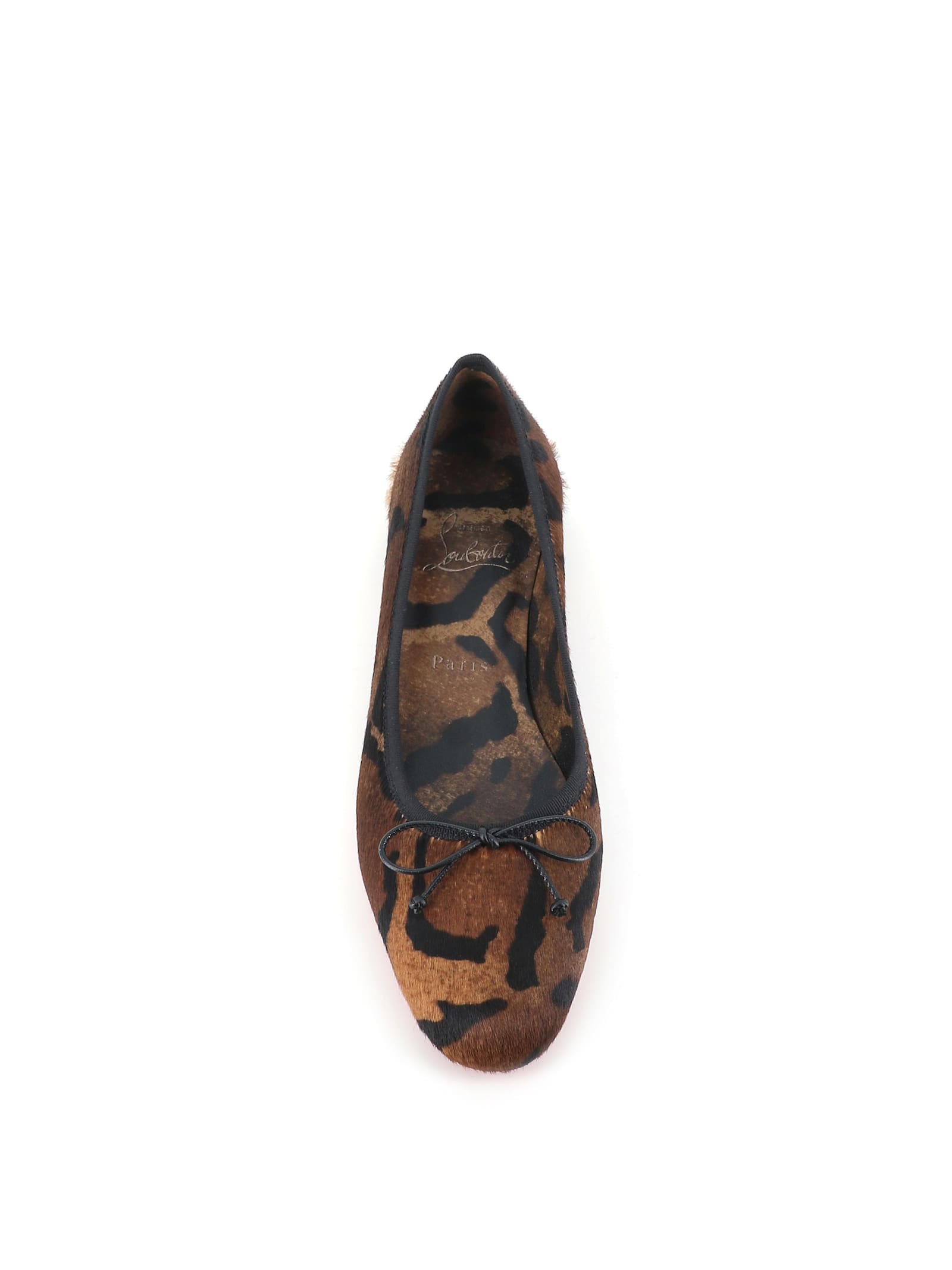 Christian Louboutin Sweetie Jane Leopard Calf Hair Red Sole Ballerina Flats In Animal Print