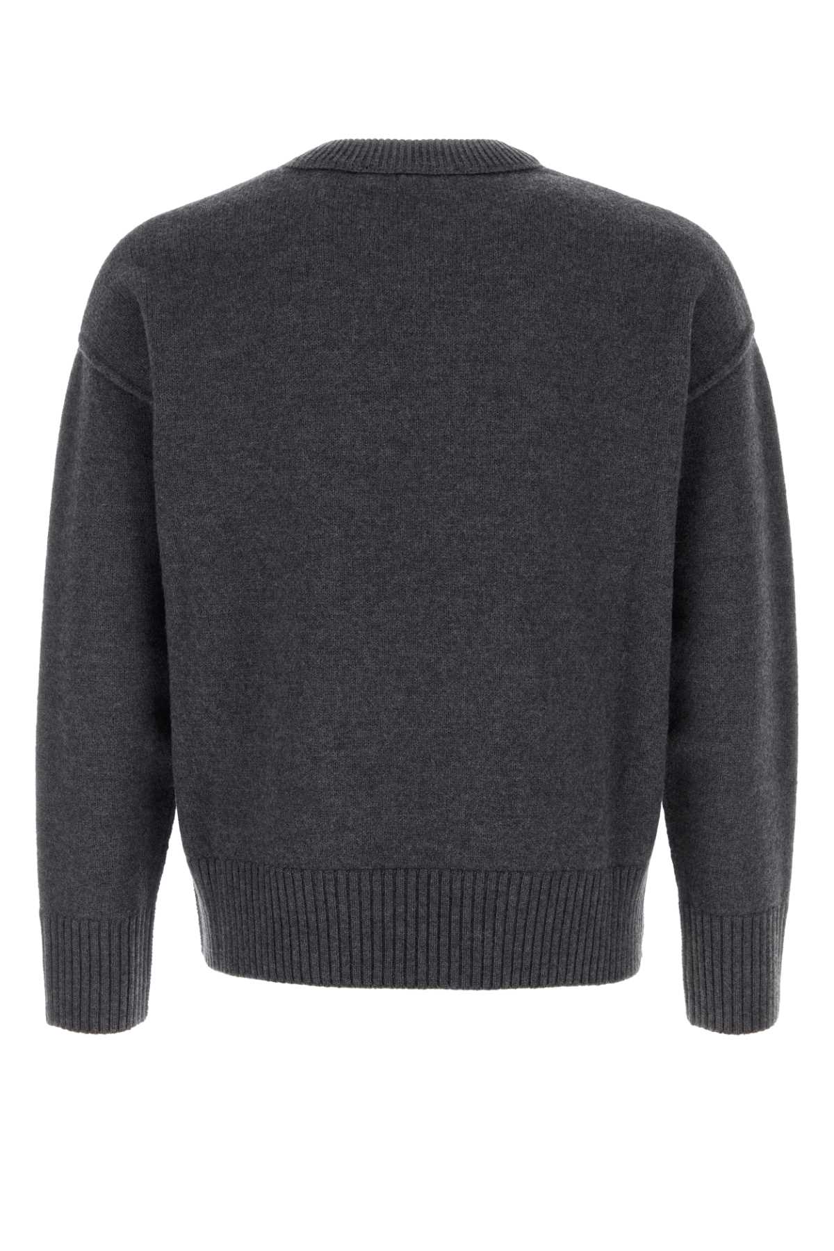 Ami Alexandre Mattiussi Crew Neck Long Sleeve Sweater With Ribbed Edges In Gray