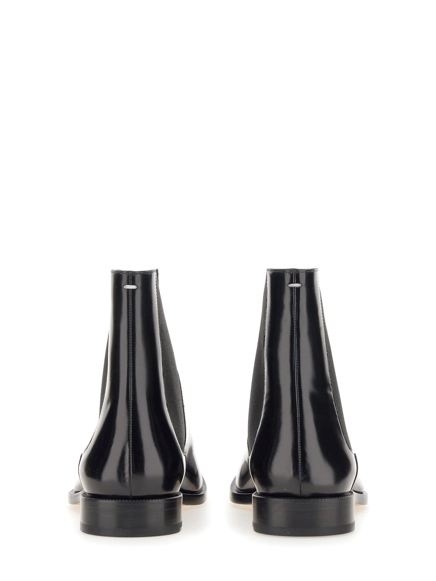 Maison Margiela Black Leather Tabi Ankle Boots In Black