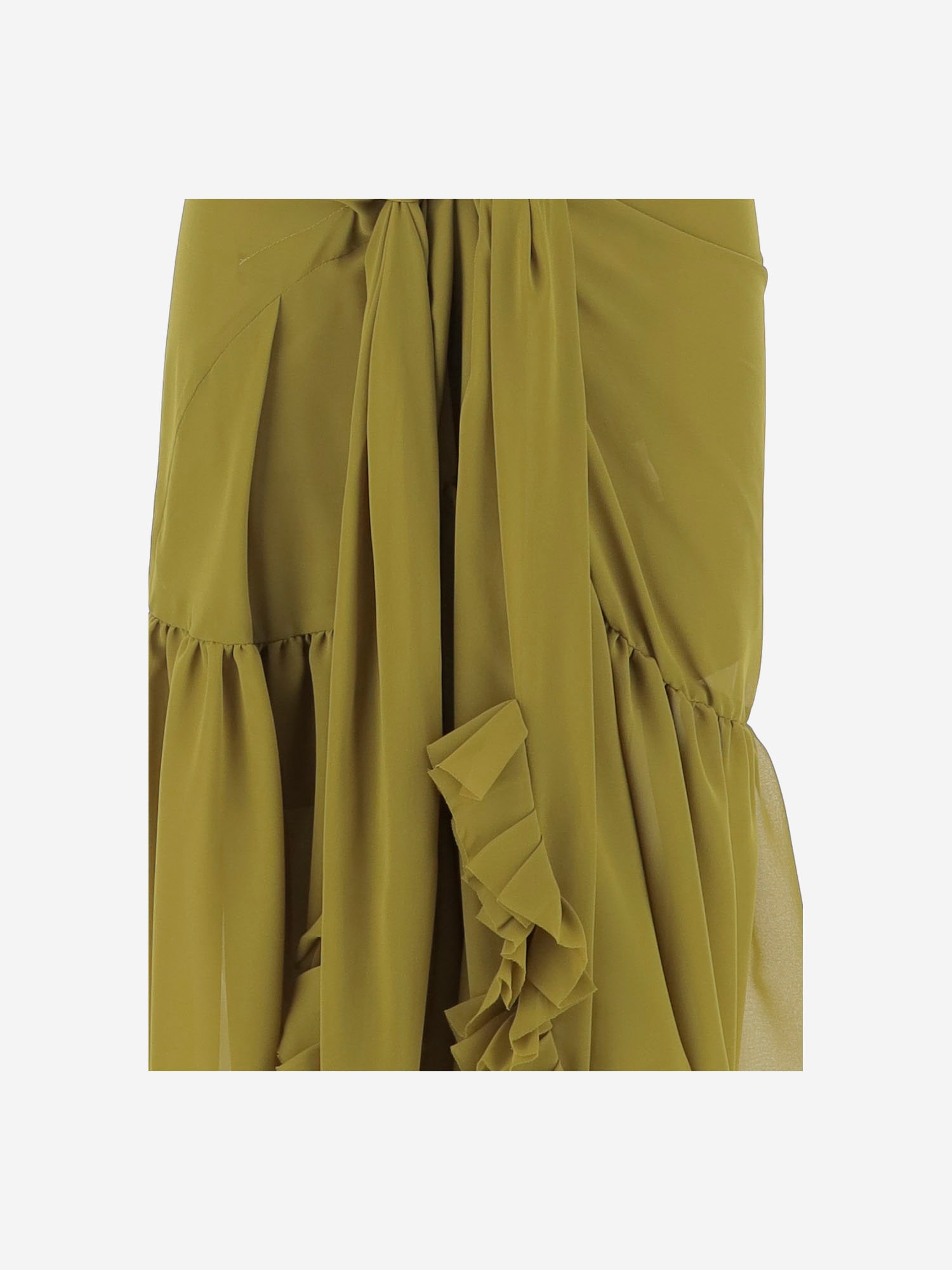 Dries Van Noten Nylon Skirt With Ruffles In Green