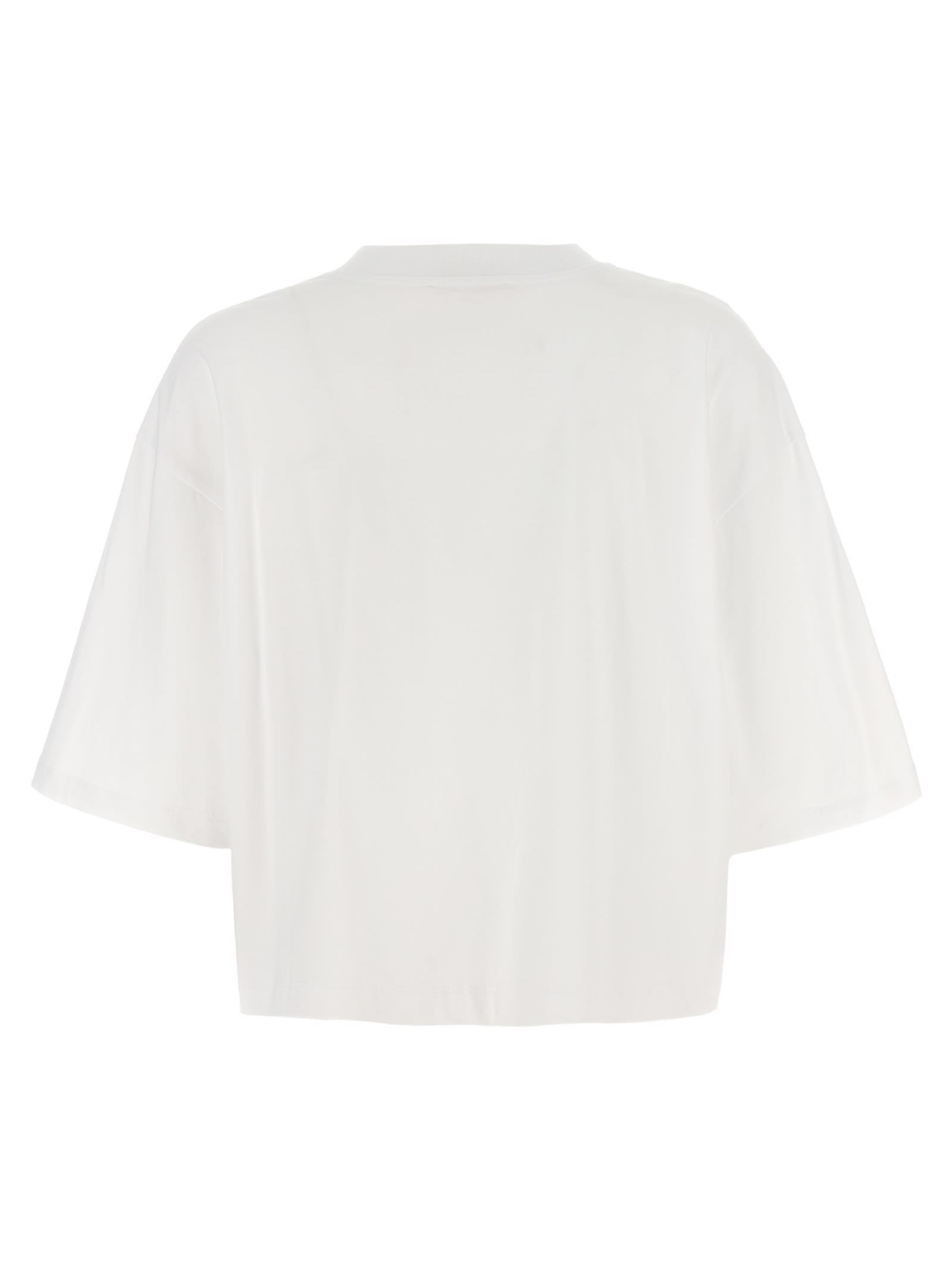 Shop Marni Logo Print Cropped T-shirt In White