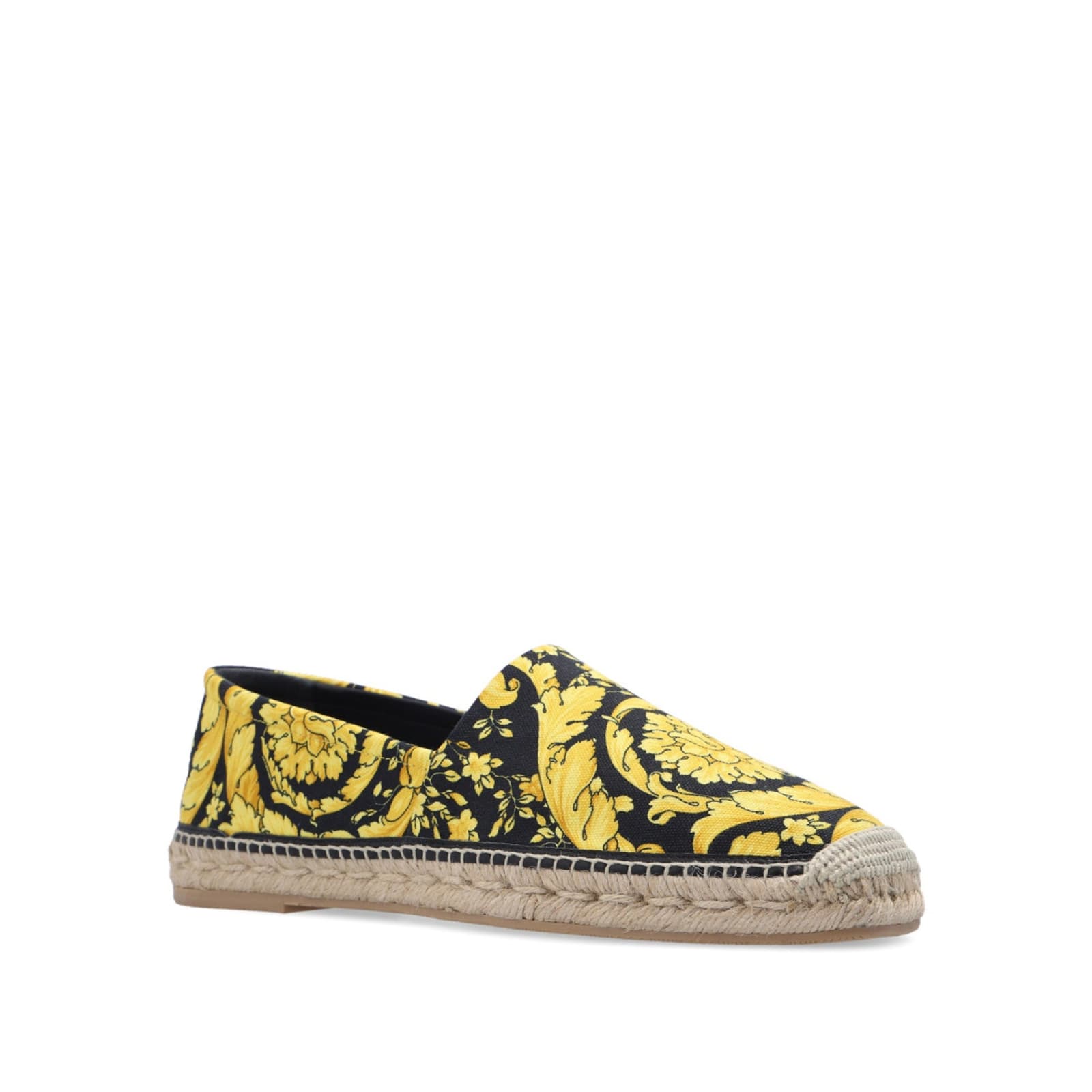 Shop Versace Barocco Printed Espadrillas In Yellow