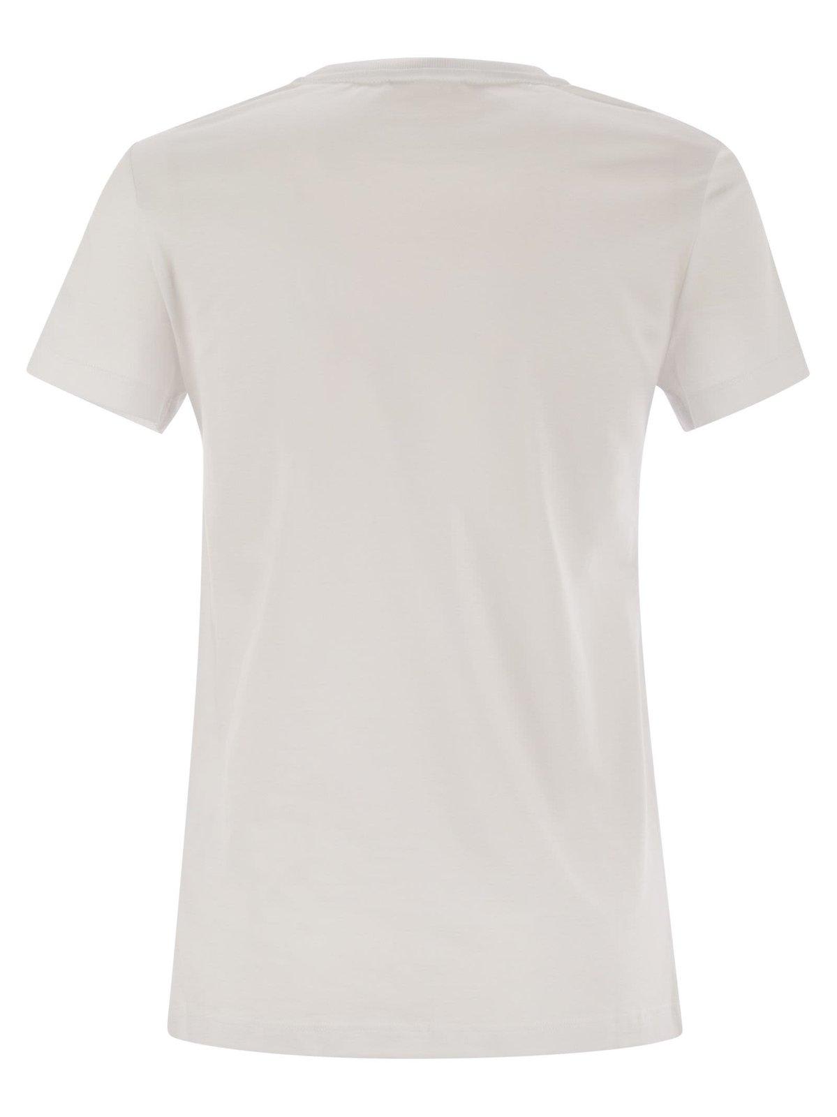 Max Mara Logo Embroidered Crewneck T-shirt In White