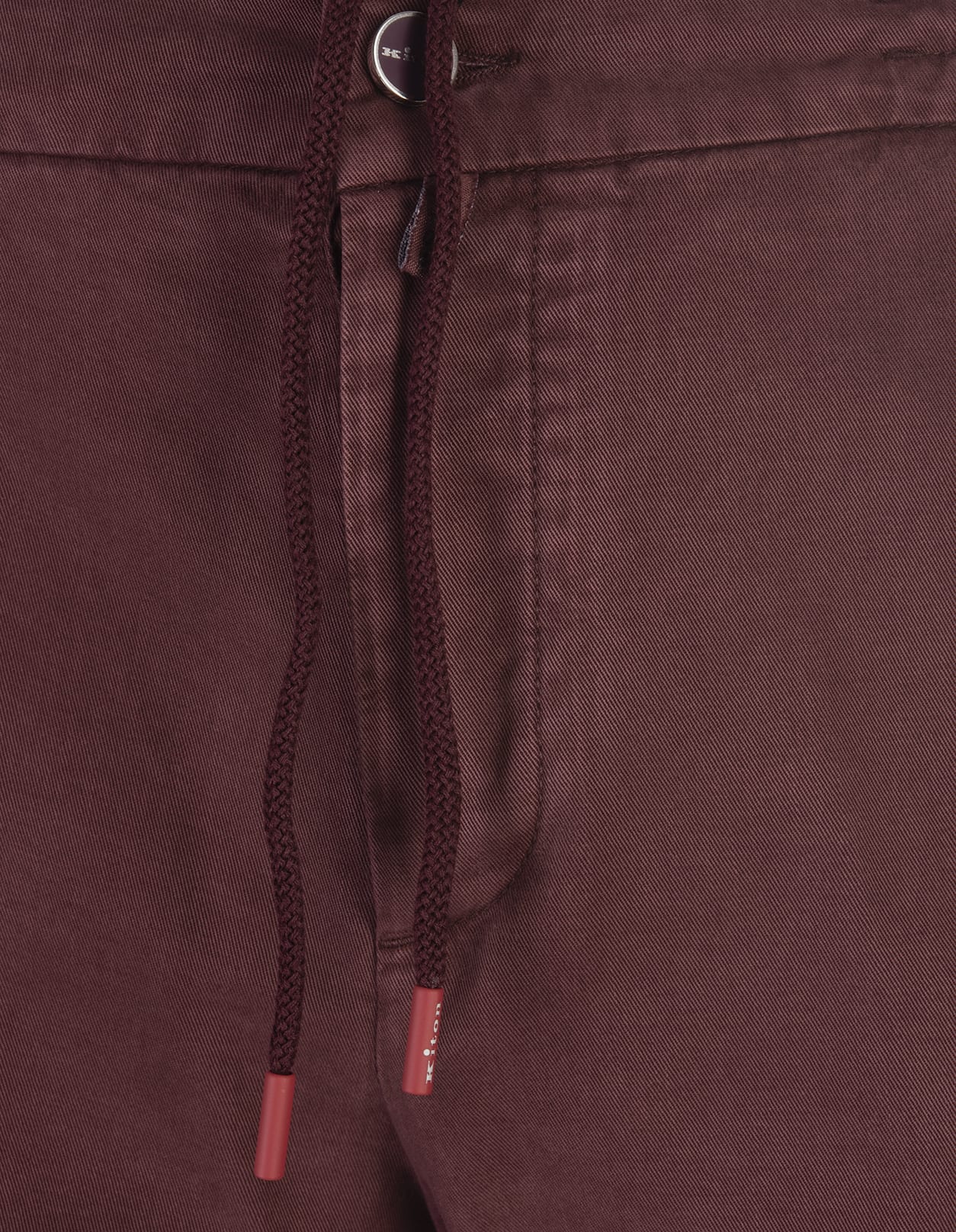 Shop Kiton Burgundy Trousers With Elasticised Waistband In Red