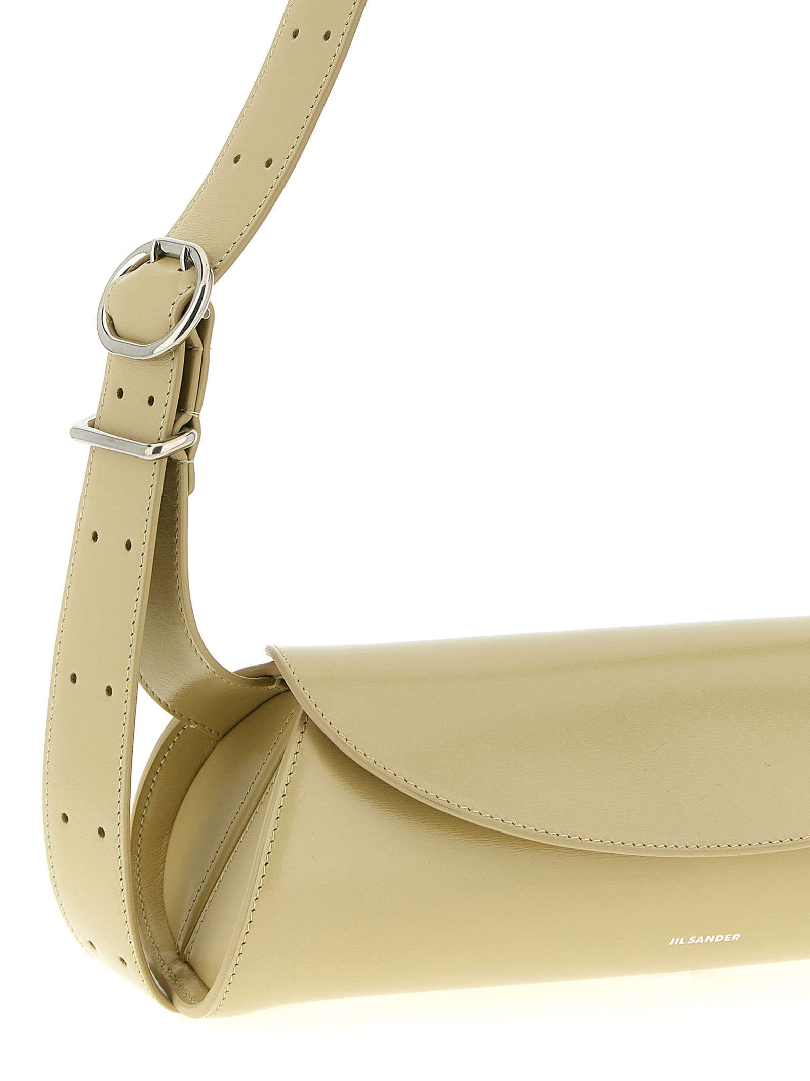 Jil Sander Small Shoulder Bag With Adjustable Strap And Buckle Detail In Green