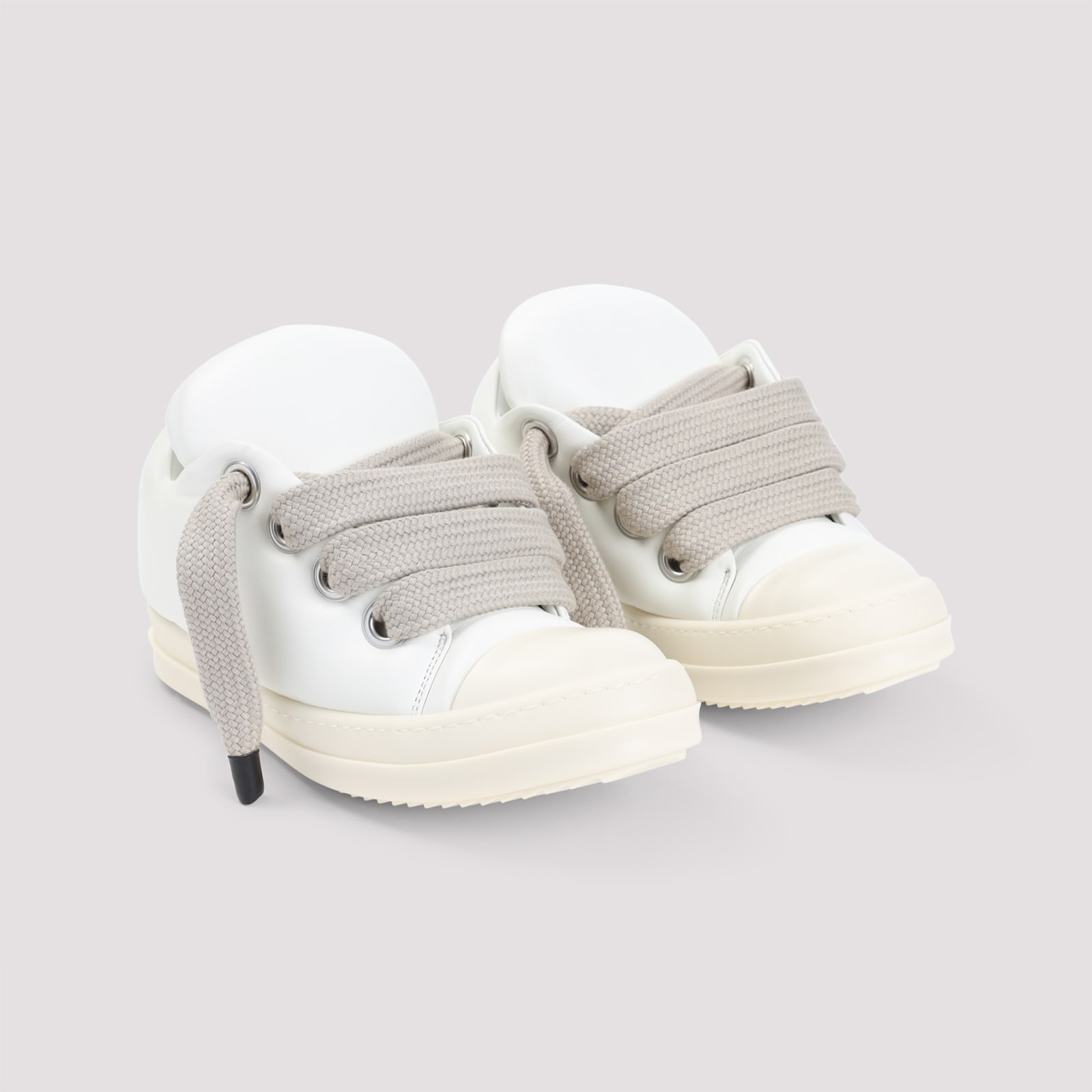 Rick Owens Jumbolace Low Sneakers In Milk Milk Milk