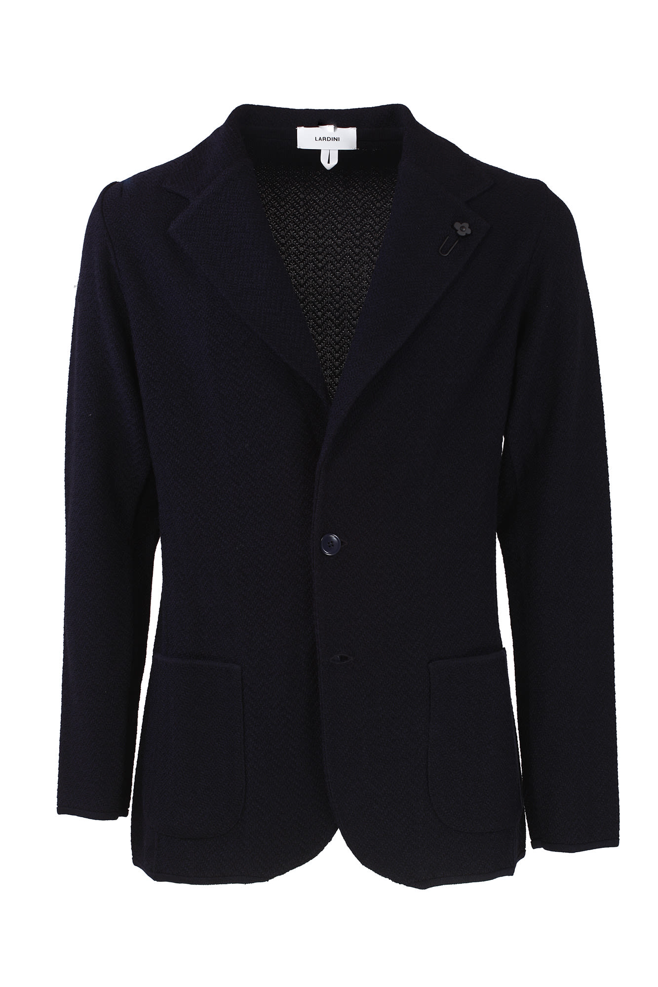 Lardini Navy Blue Stretch-cotton Single-breasted Blazer In Blu