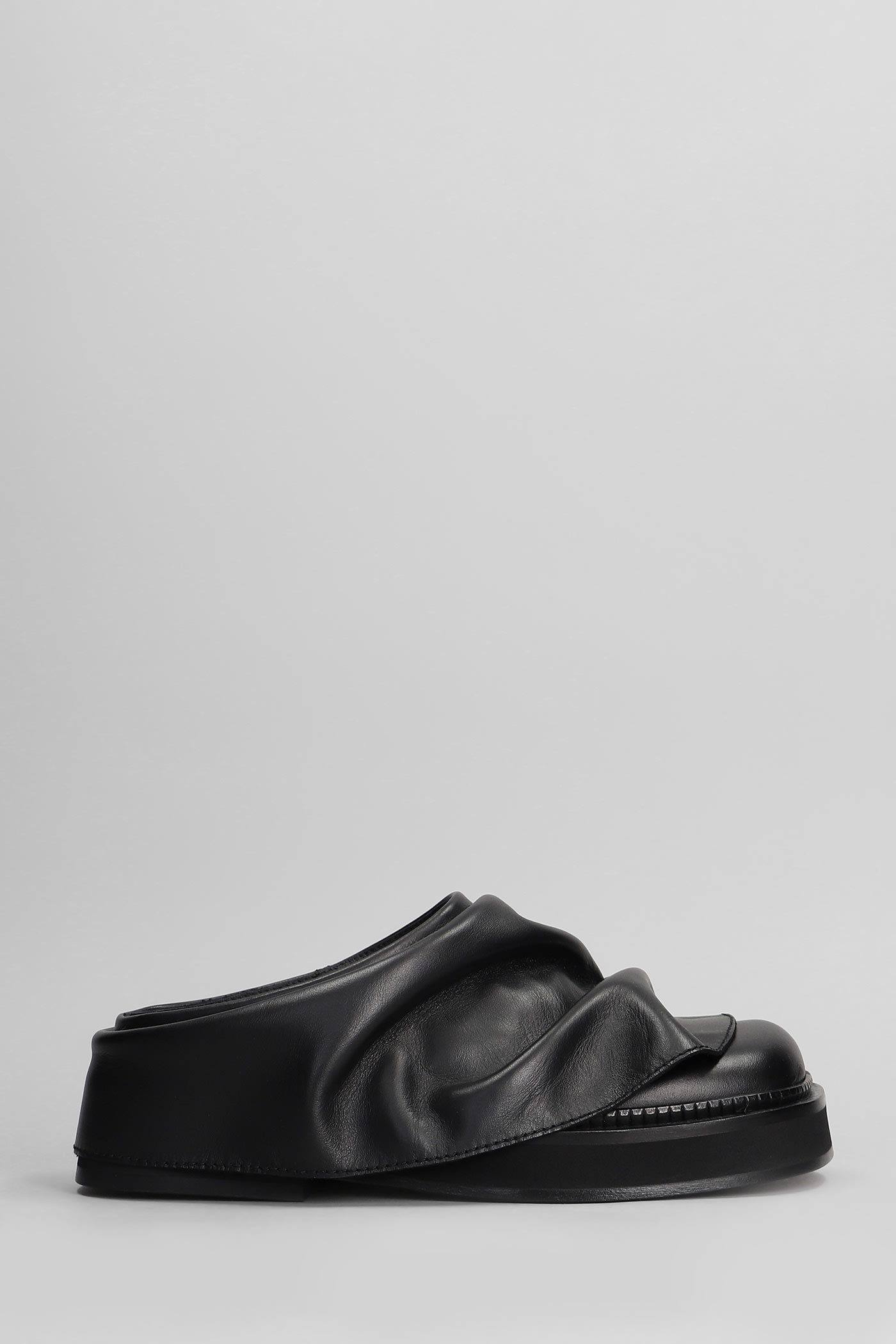 Attico Black Leather Mules