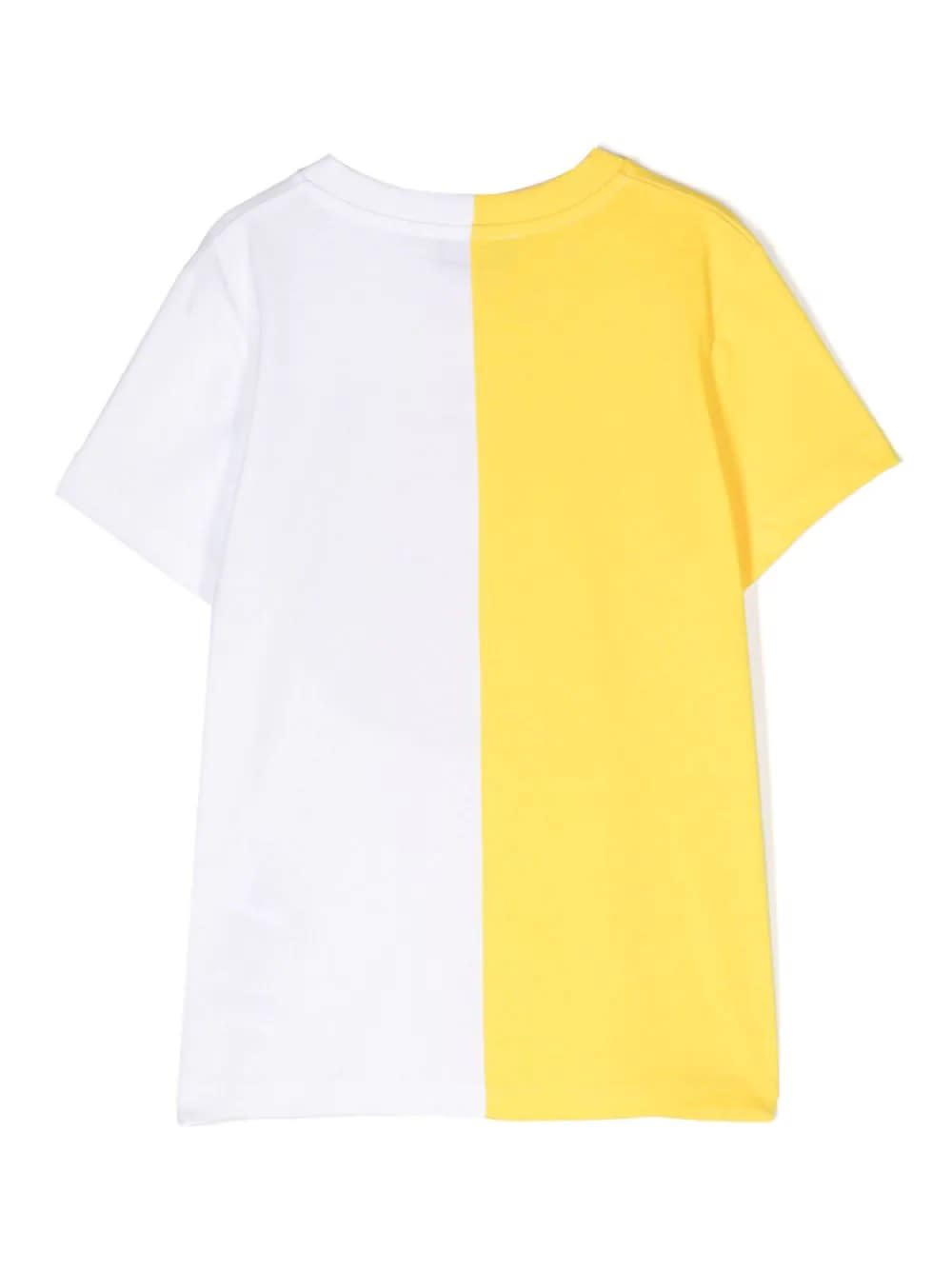 Shop Moschino White And Yellow T-shirt With  Teddy Bear Circular Print