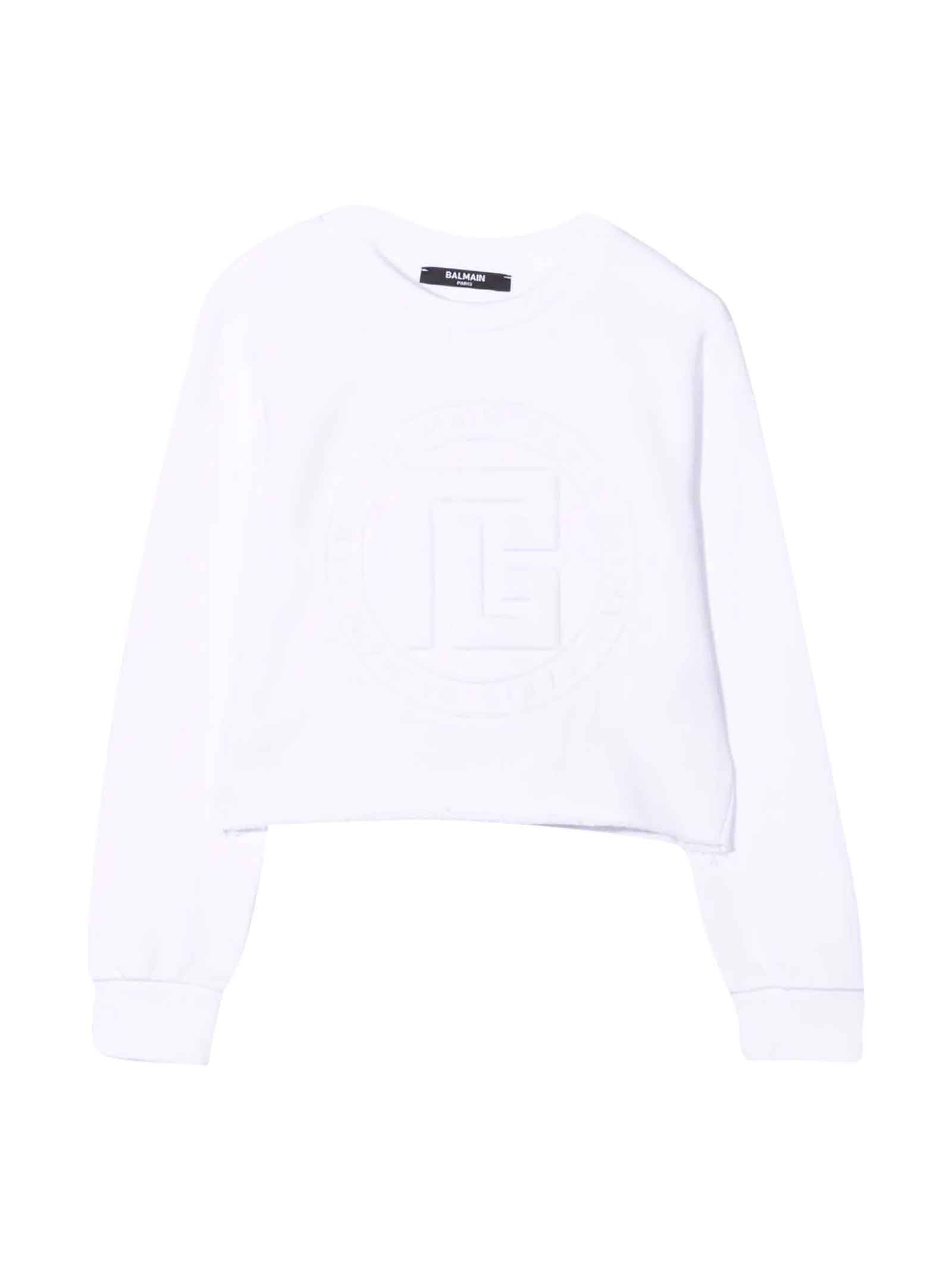 Balmain White Sweatshirt With Logo