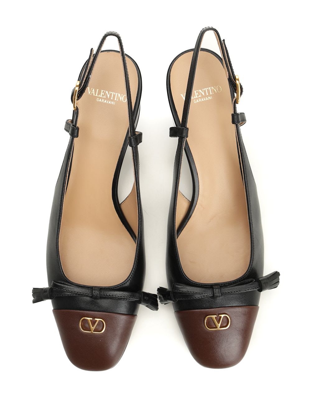 Valentino Valet Du Roi Vlogo Leather Slingback Pumps In Black