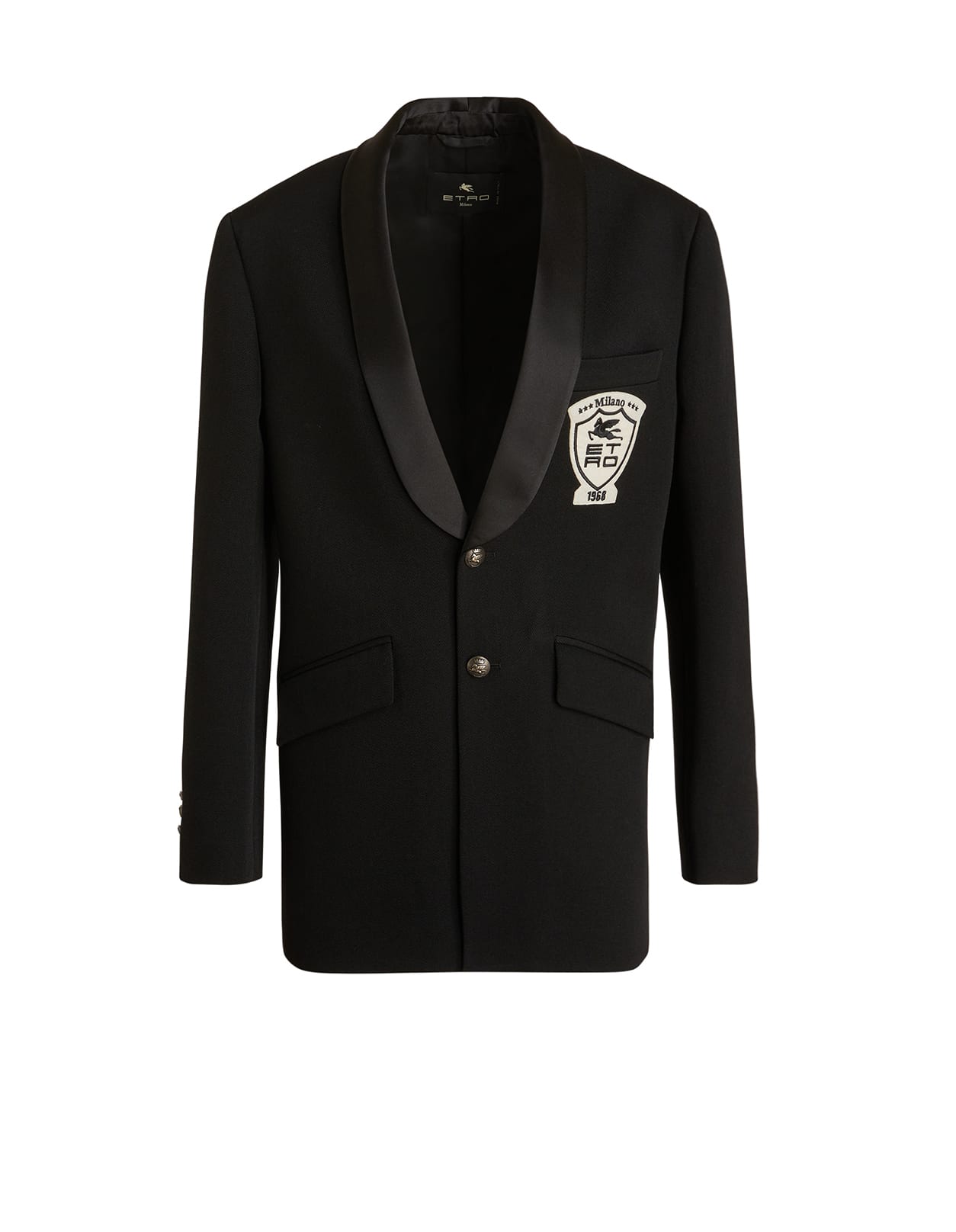 Etro Woman Jacket In Black Wool With Arms