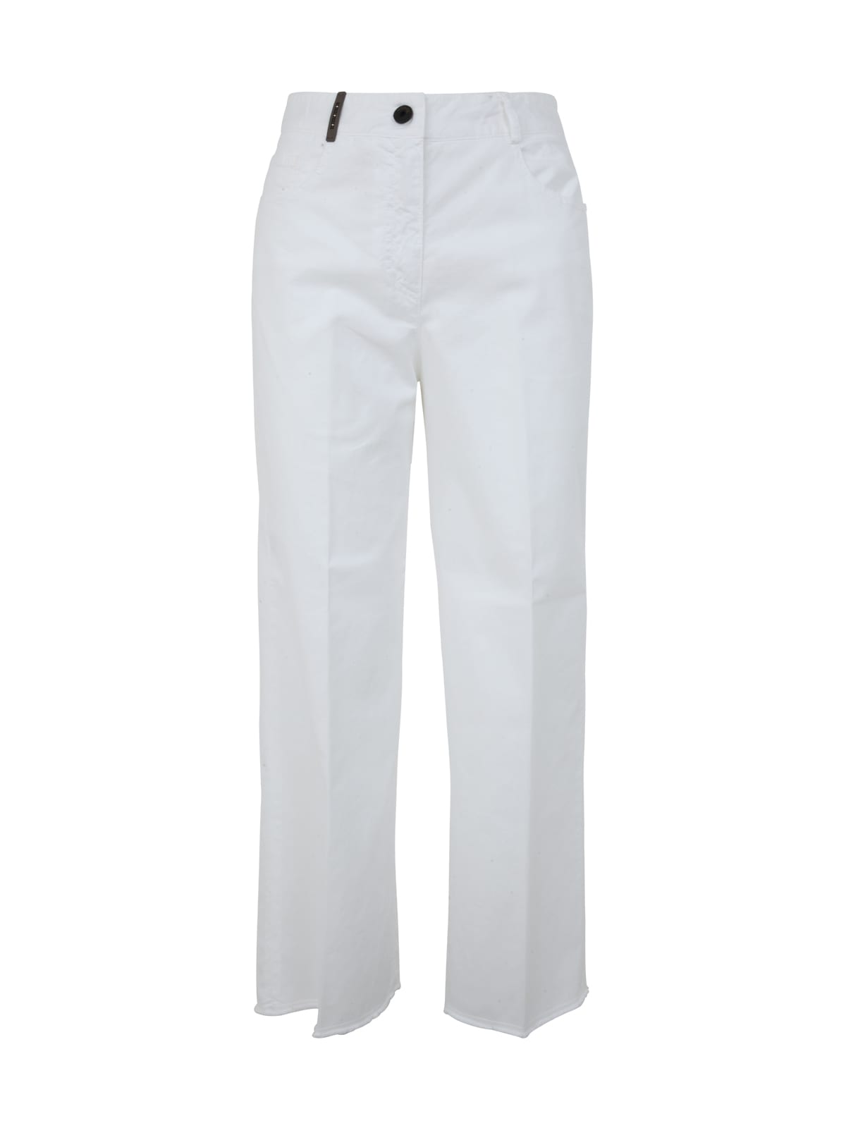 Shop Peserico Cotton Gabardine Jeans In Optic White
