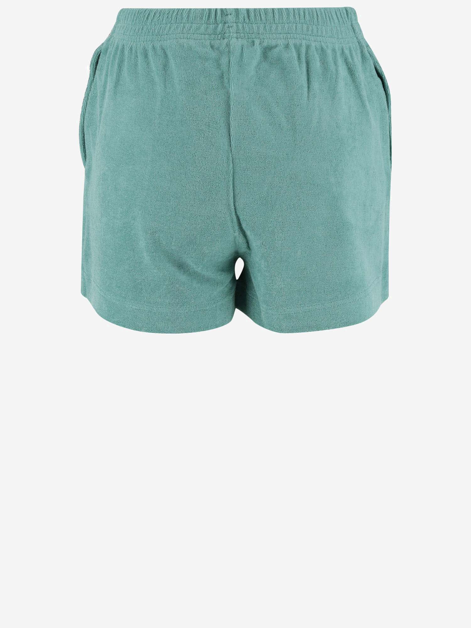 Shop Patou Cotton Terry Short Pants With Logo In Green