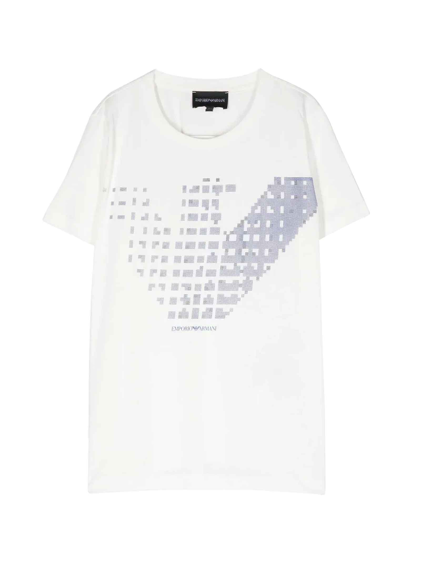 Af Gud pustes op regering Emporio Armani Kids' Boys White Cotton Pixel Eagle T-shirt In Bianco |  ModeSens