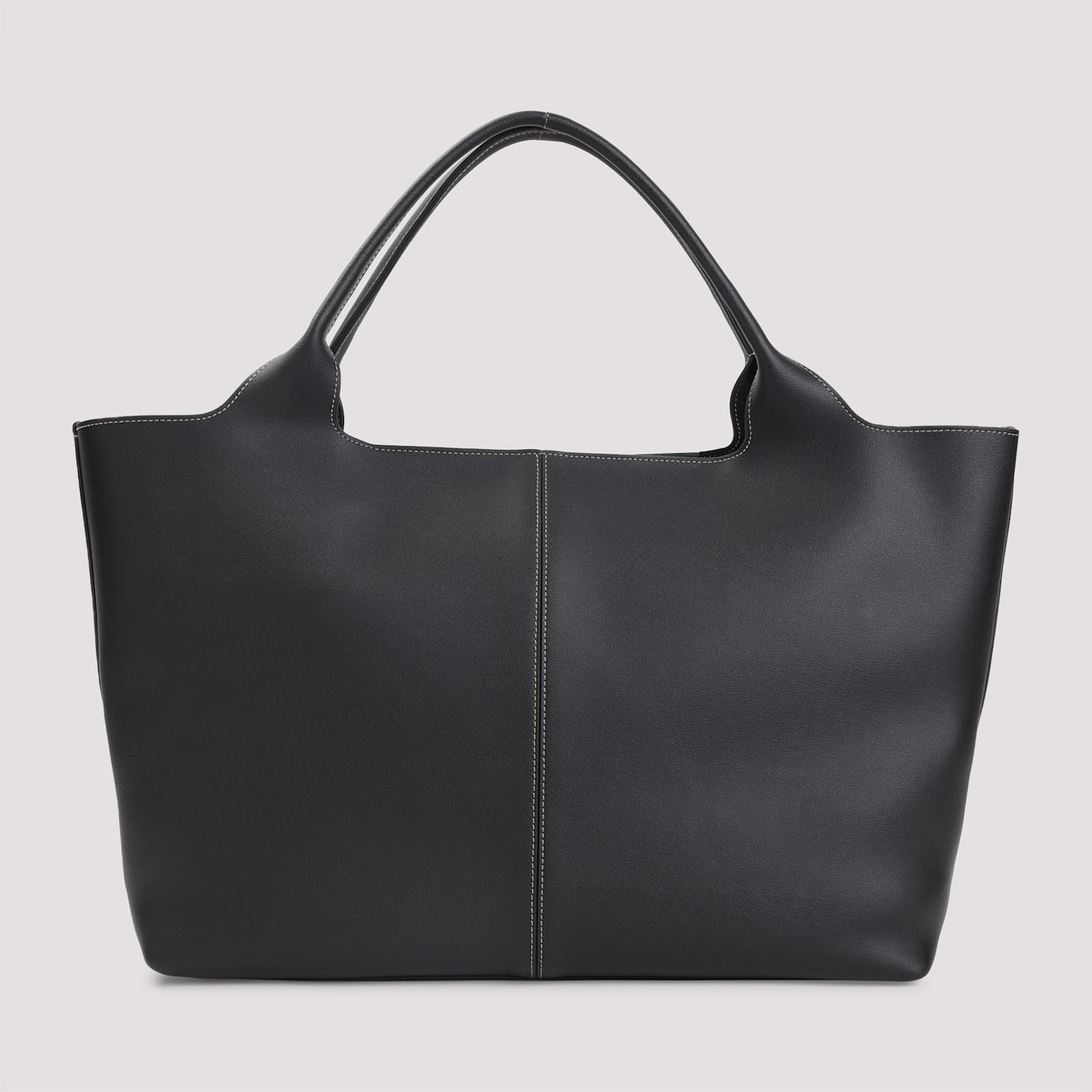 Tod's Medium-small Leather Shopping Bag In Black
