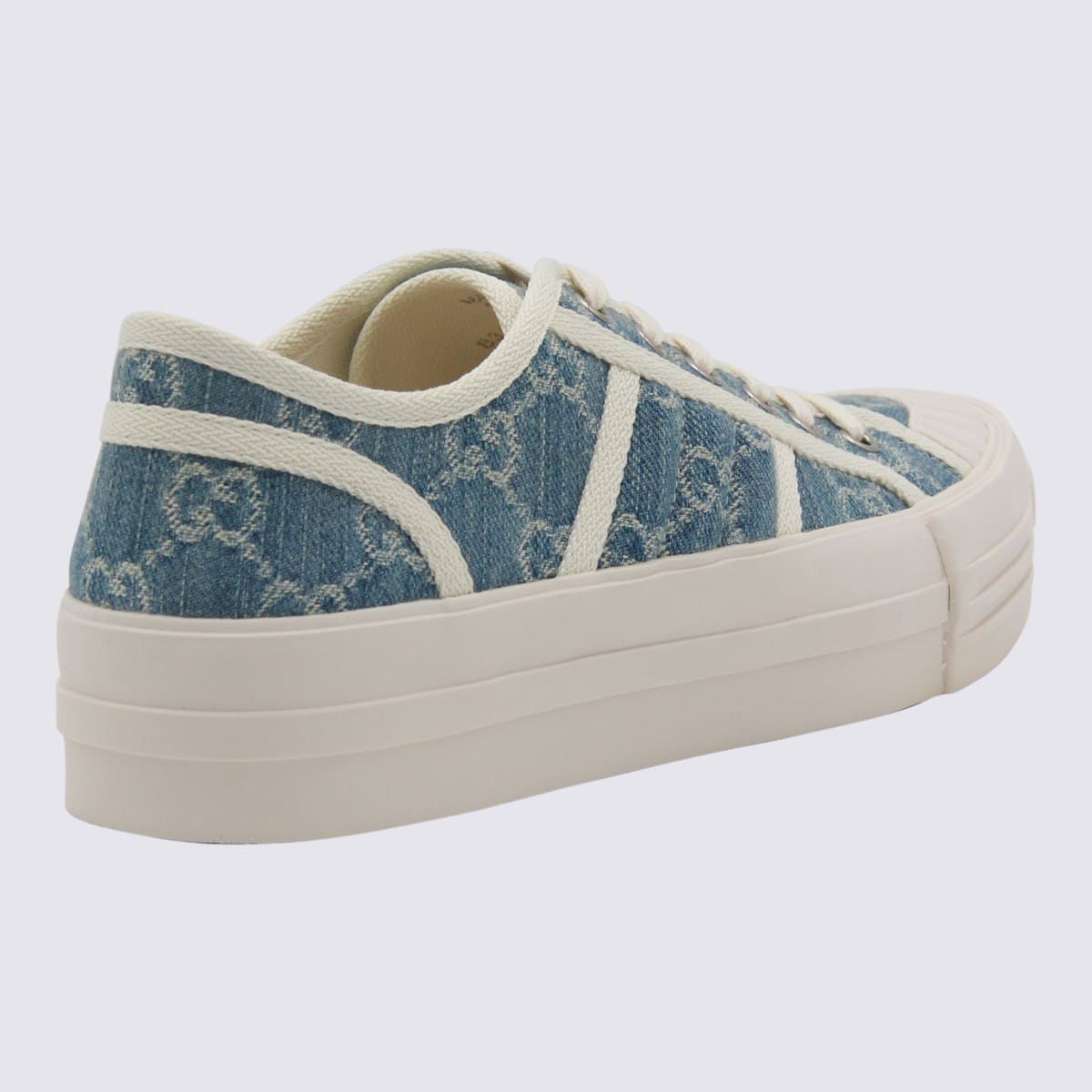 Gucci Blue And White Leather Sneakers In Multi