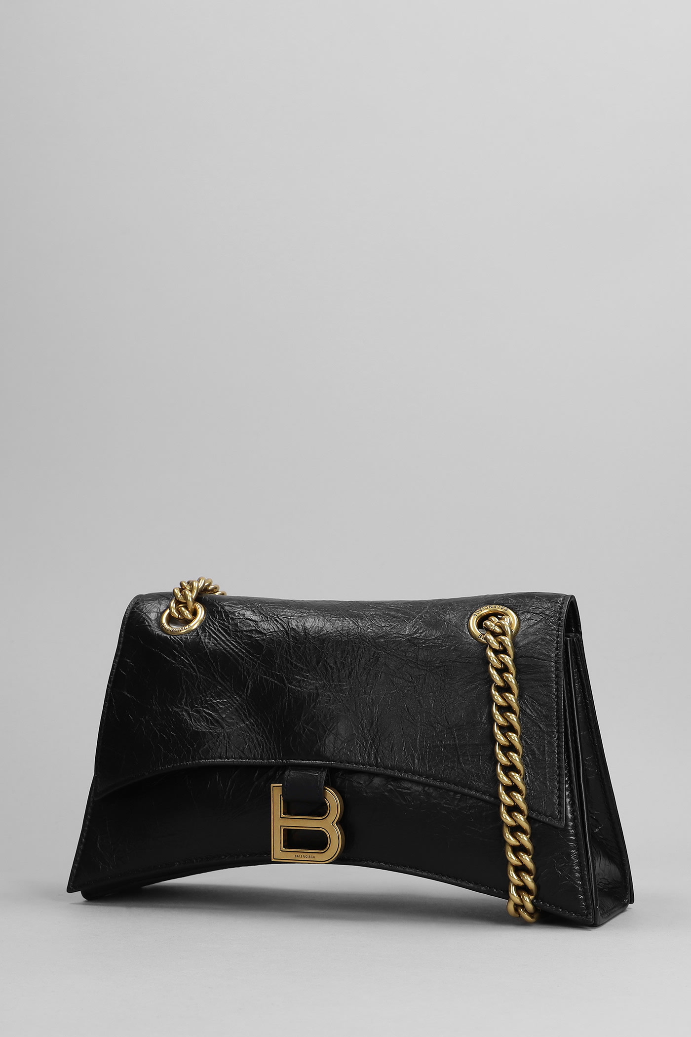 Shop Balenciaga Crush Ch S Shoulder Bag In Black Leather