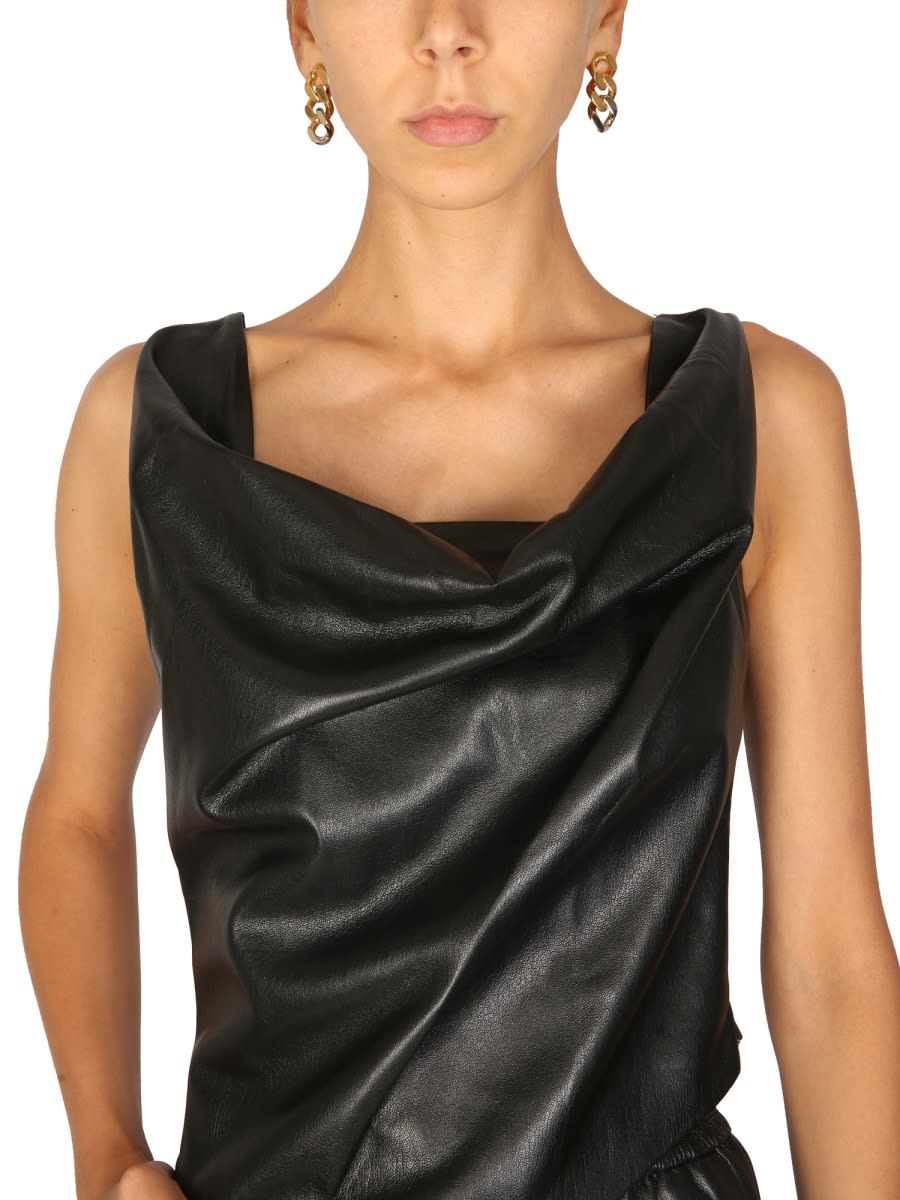 Shop Nanushka Draped Top Petra In Black