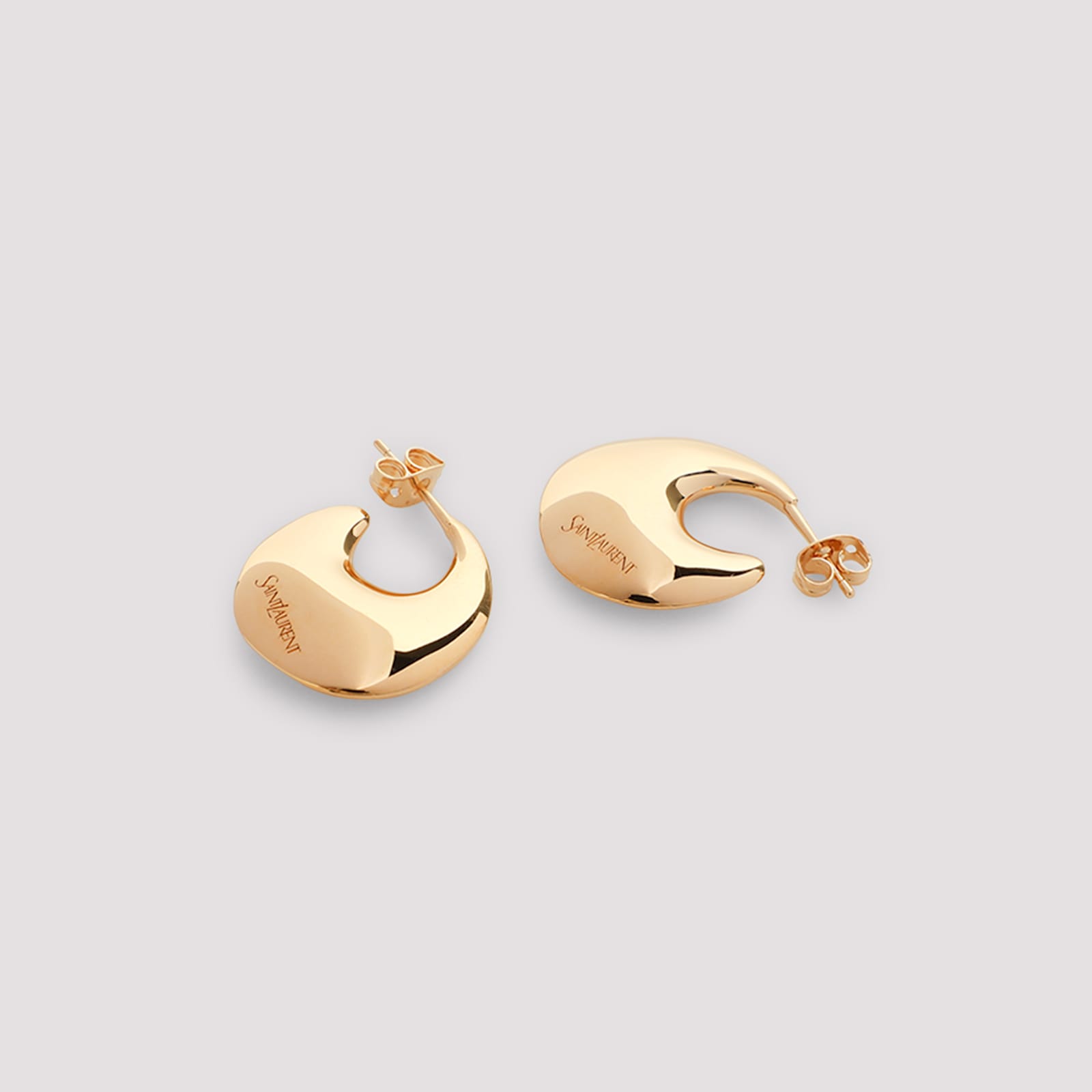 Saint Laurent Teardrop Hoop Metal Earrings In Gold