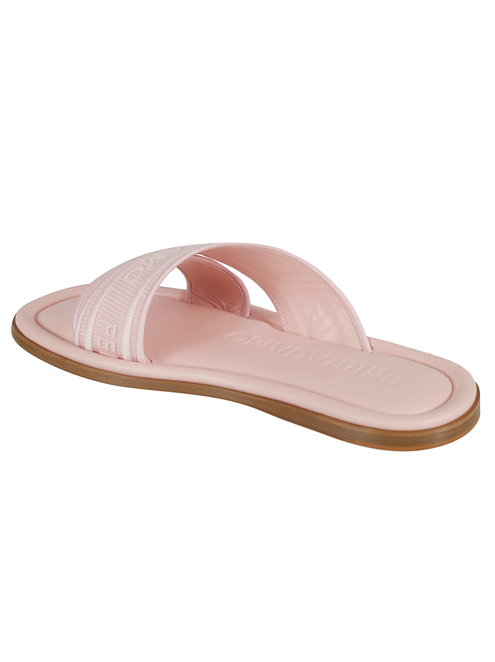 Shop Ferragamo Logo Embossed Slip-on Sandals In Pink