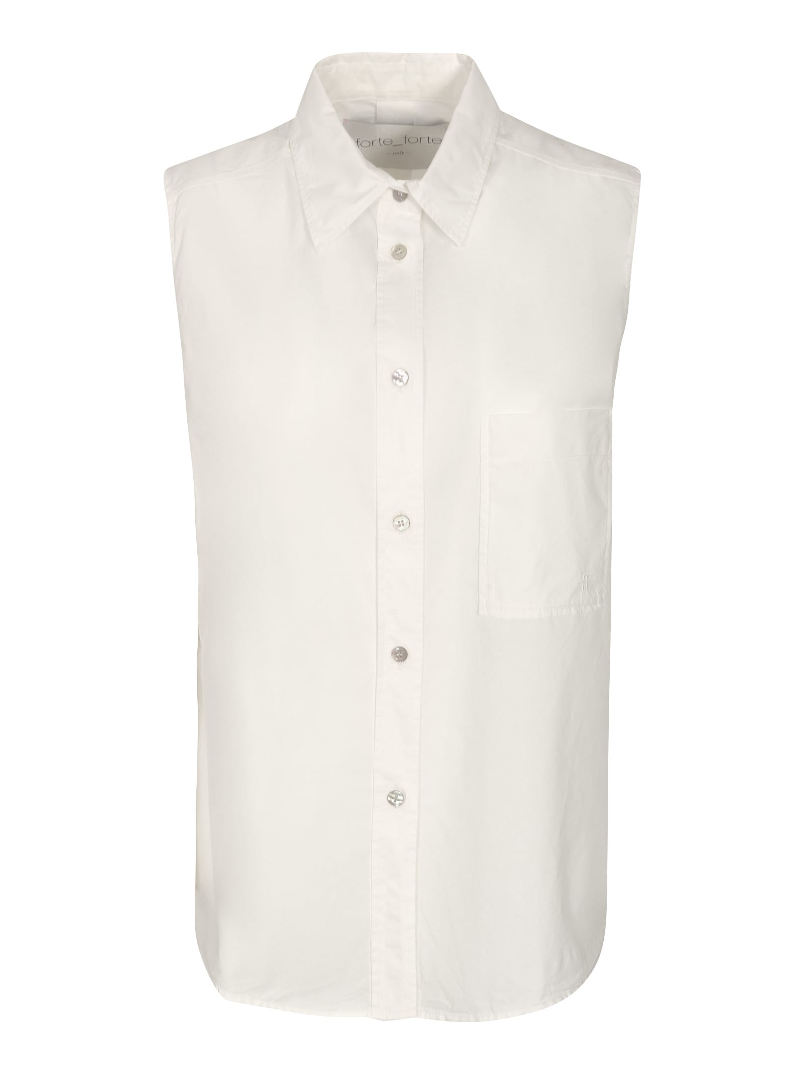 Shop Forte Forte Patched Pocket Plain Sleeveless Shirt In White