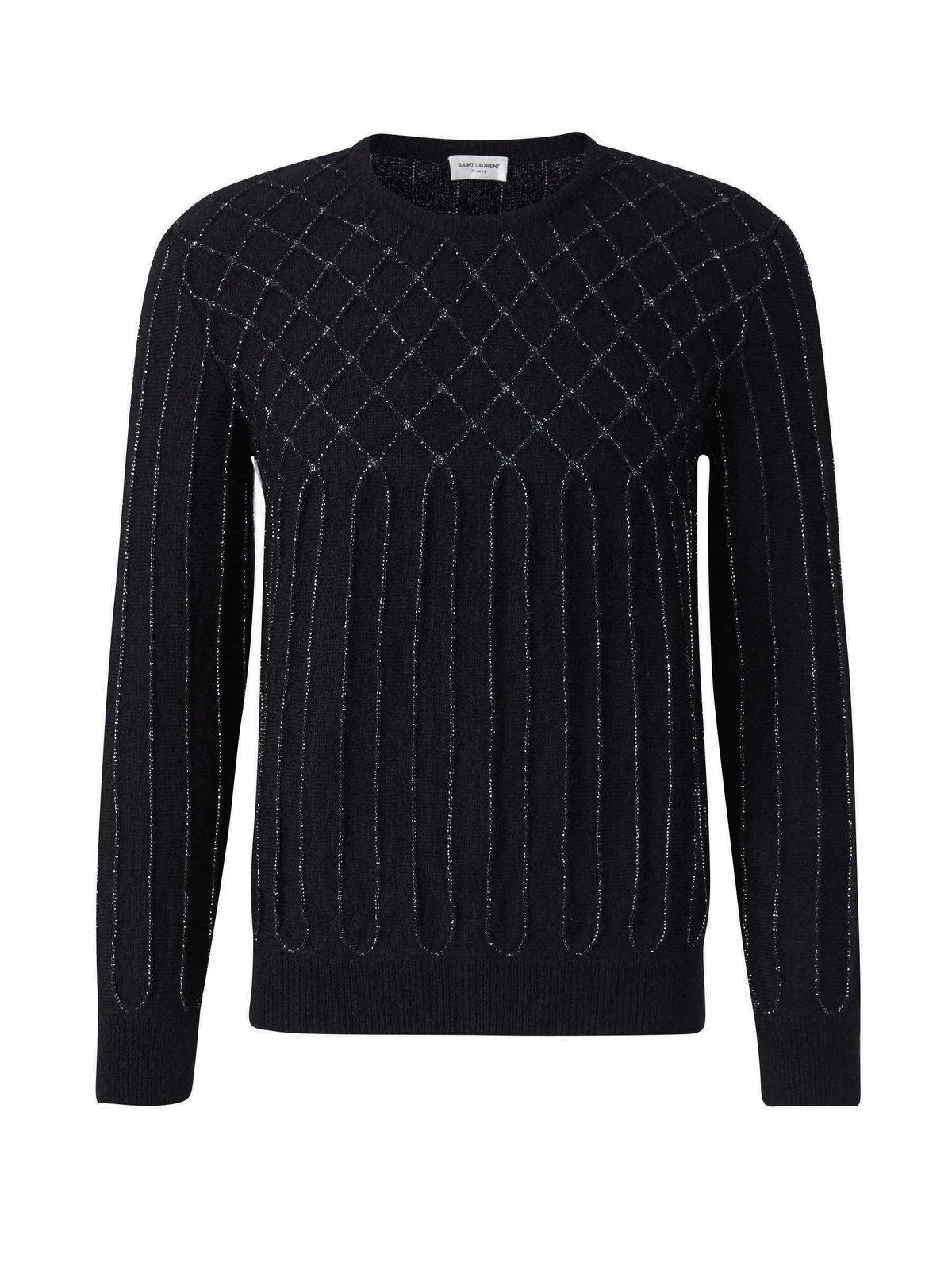Shop Saint Laurent Crewneck Long-sleeved Sweater In Black