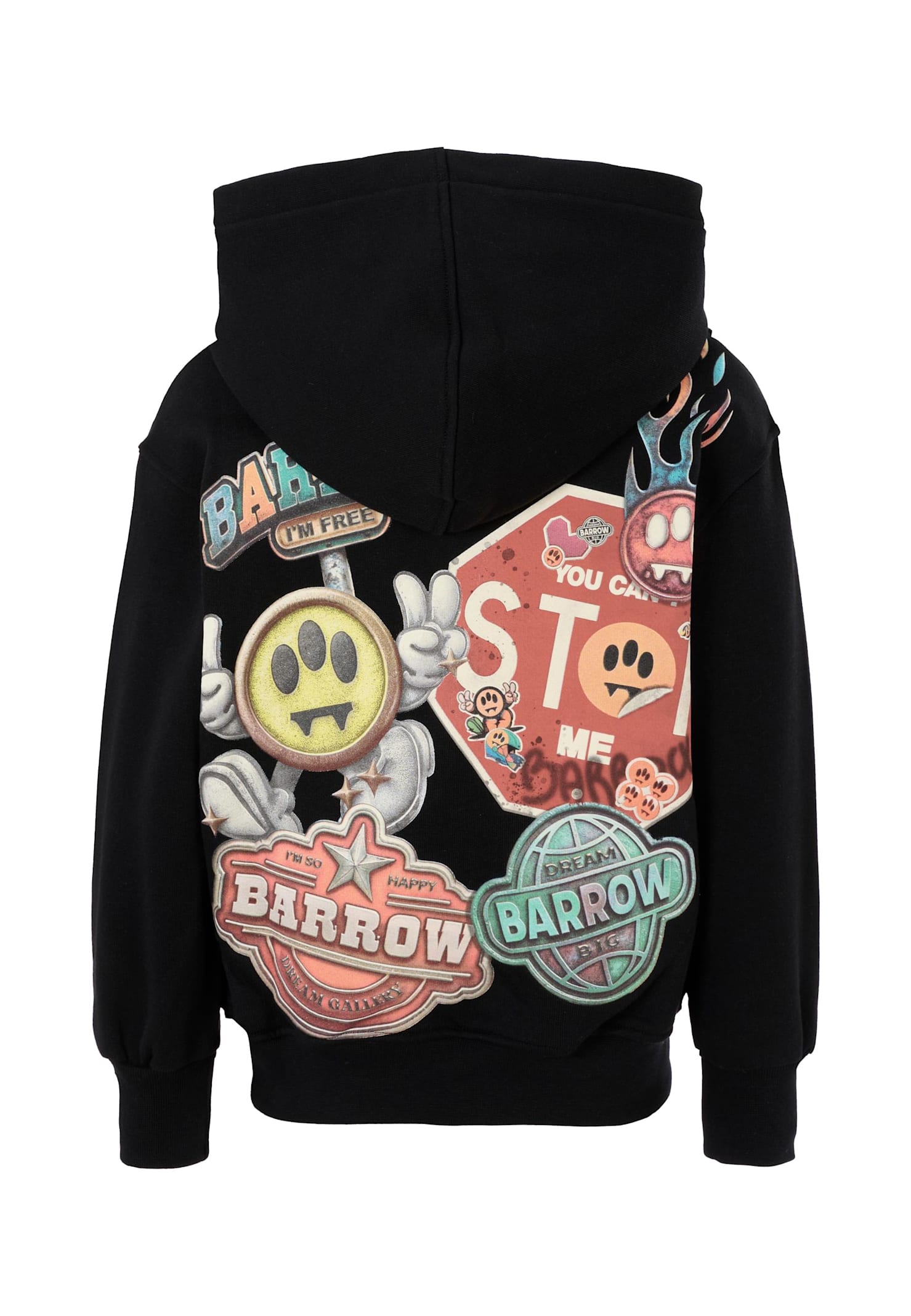 Barrow Black Sweatshirt For Kids With Multicolor Print In Black