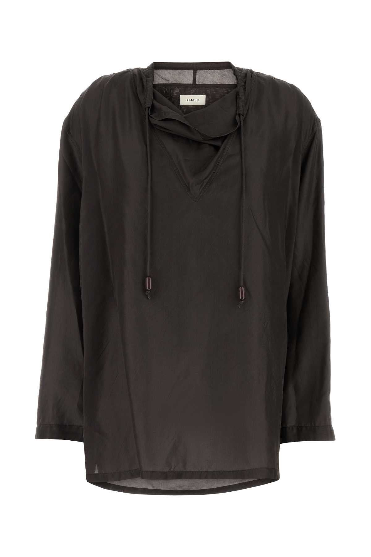 Shop Lemaire Dark Brown Silk Blouse In Espresso