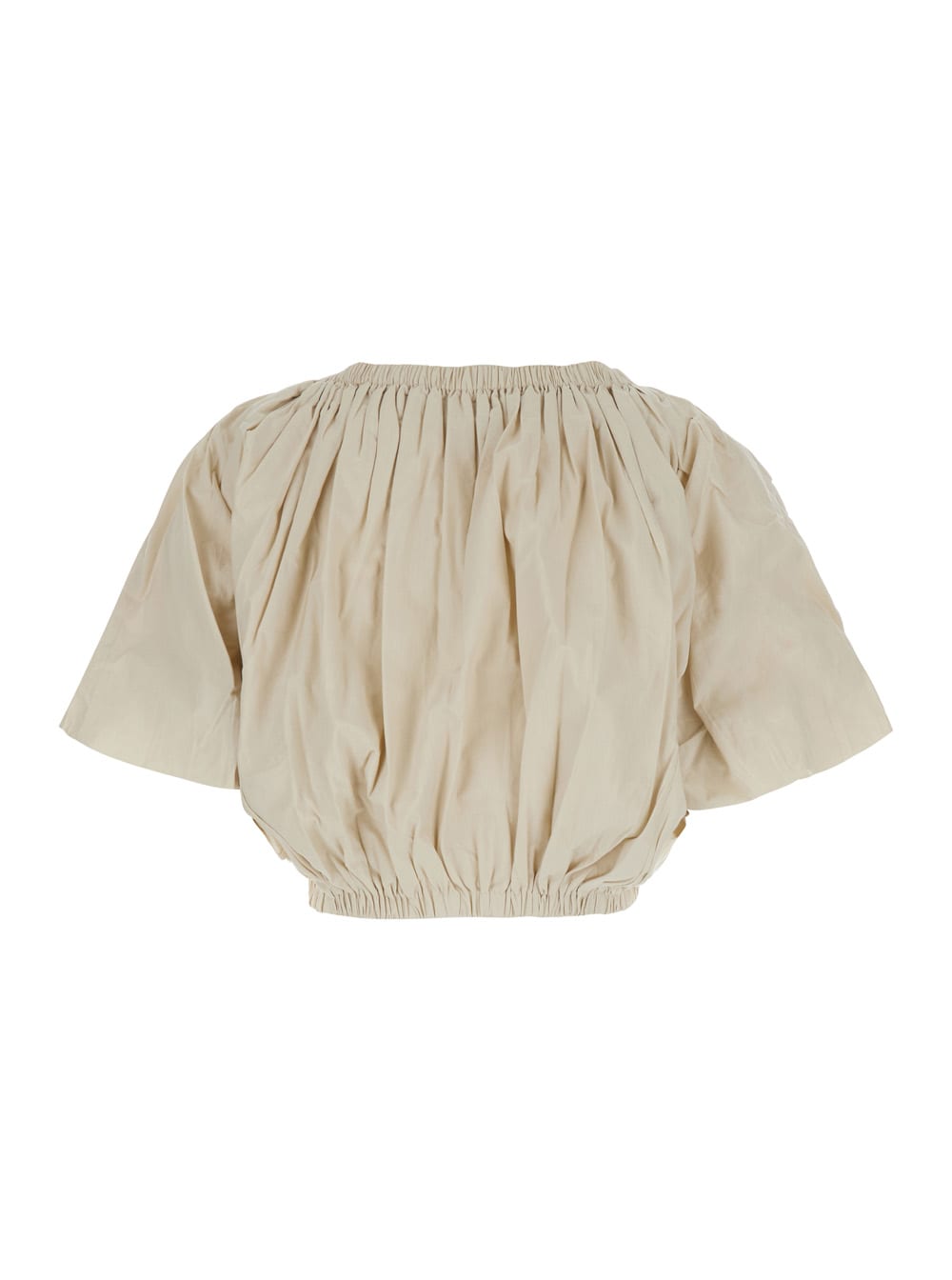 Isabel Marant Bertille White Cropped Top With All-over Gathering In Cotton Woman In Gray